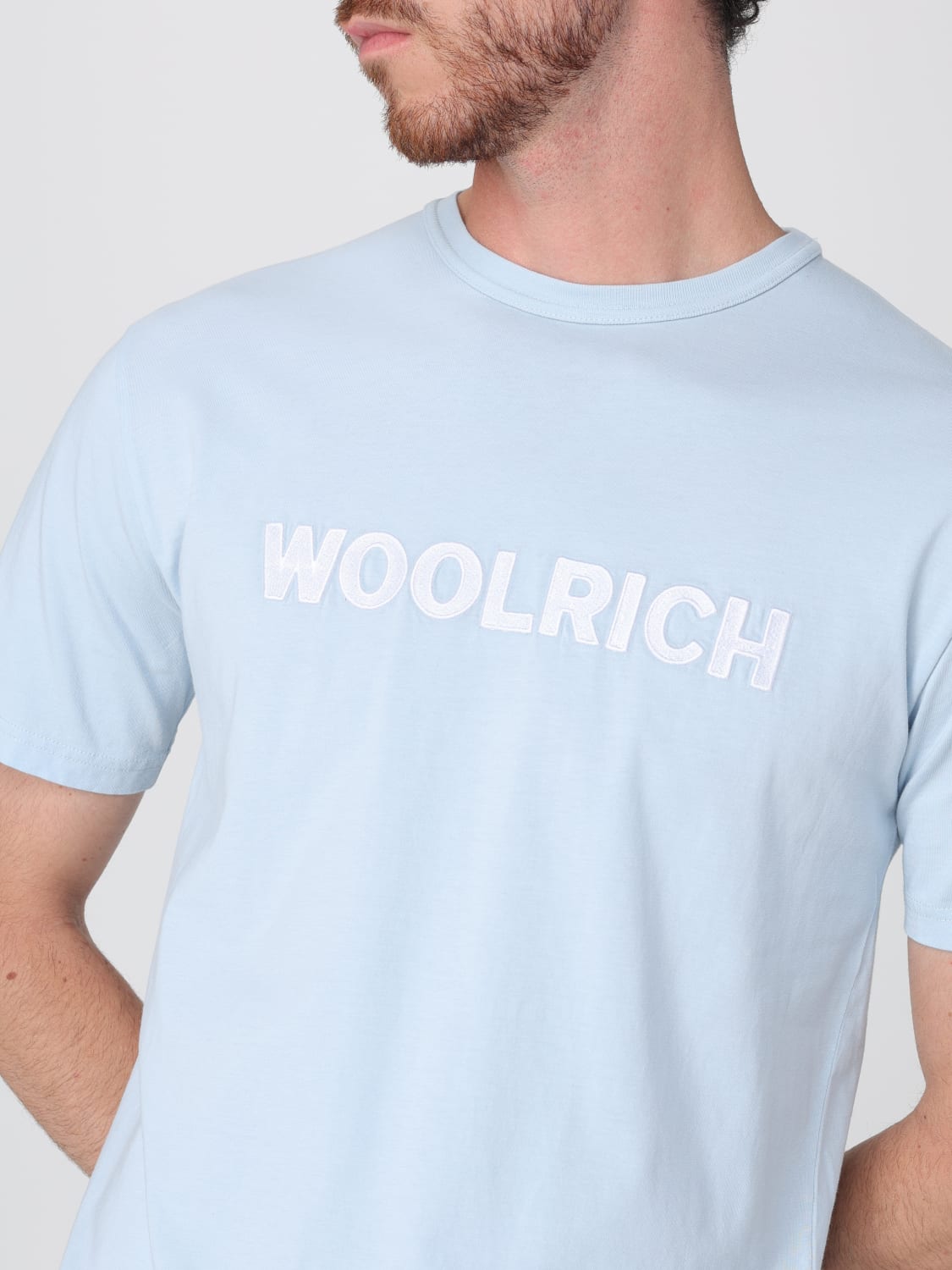 WOOLRICH T-SHIRT: T-shirt in cotone con logo Woolrich, Celeste - Img 3