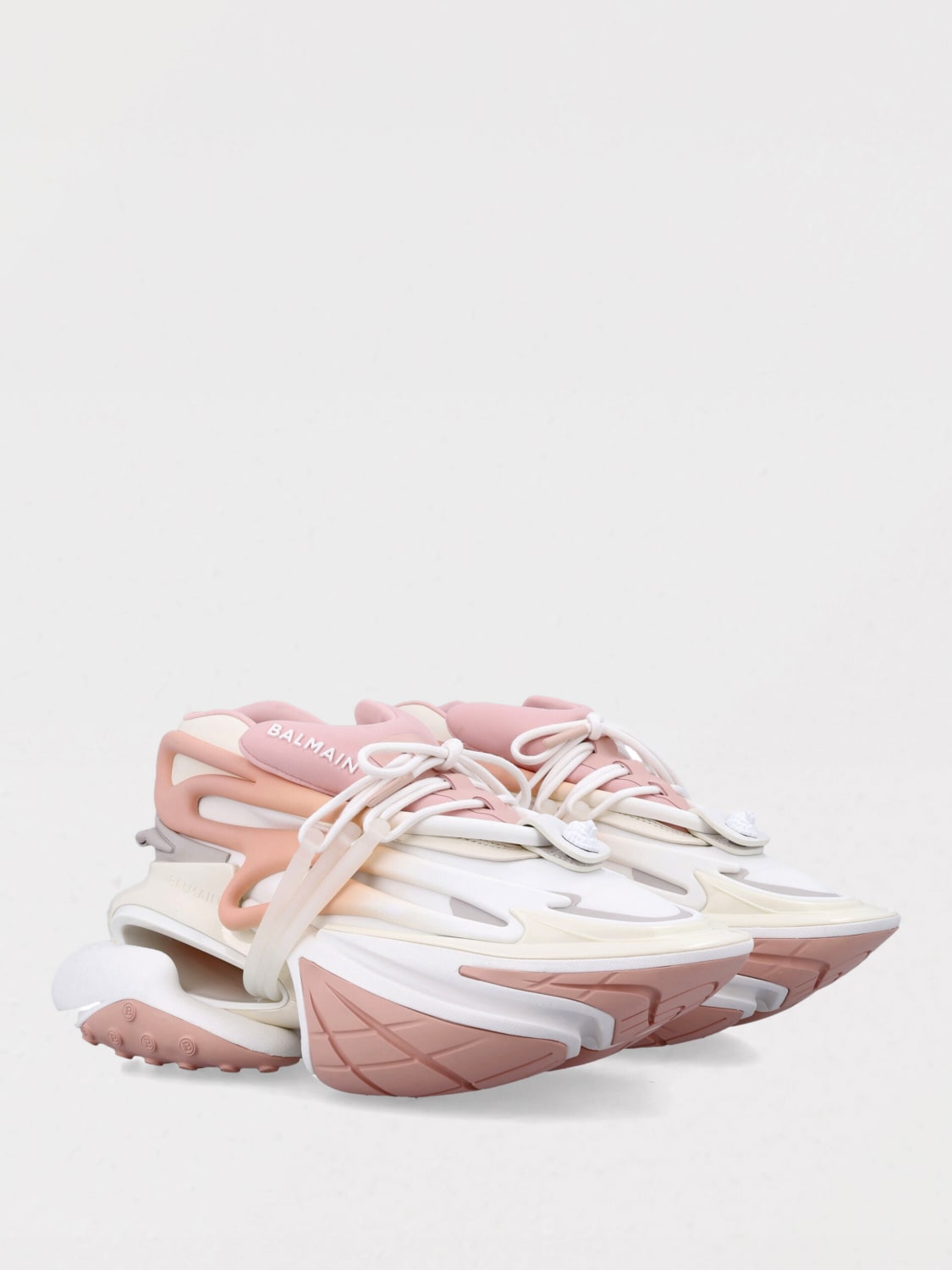 BALMAIN SNEAKERS: Sneakers Unicorn Balmain in gomma e neoprene , Rosa - Img 2