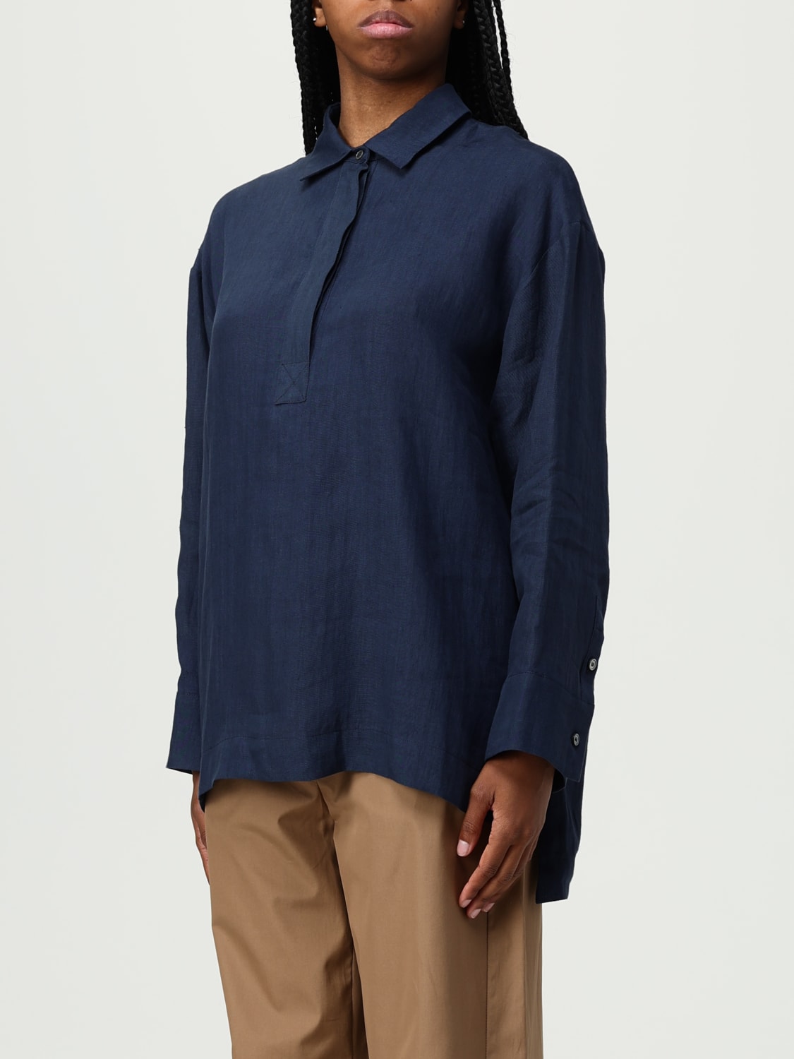 'S MAX MARA CAMICIA: Camicia 'S Max Mara in lino , Blue - Img 4