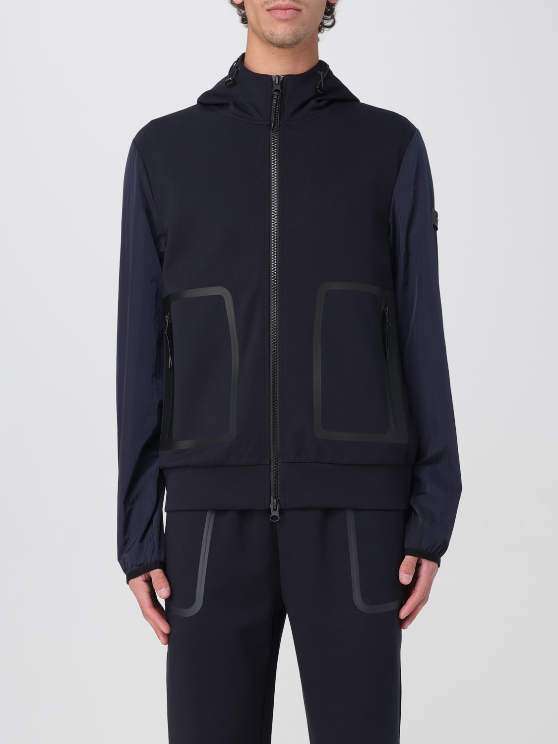 PEUTEREY FELPA: Felpa con cappuccio e zip Peuterey in tessuto tecnico, Blue - Img 1