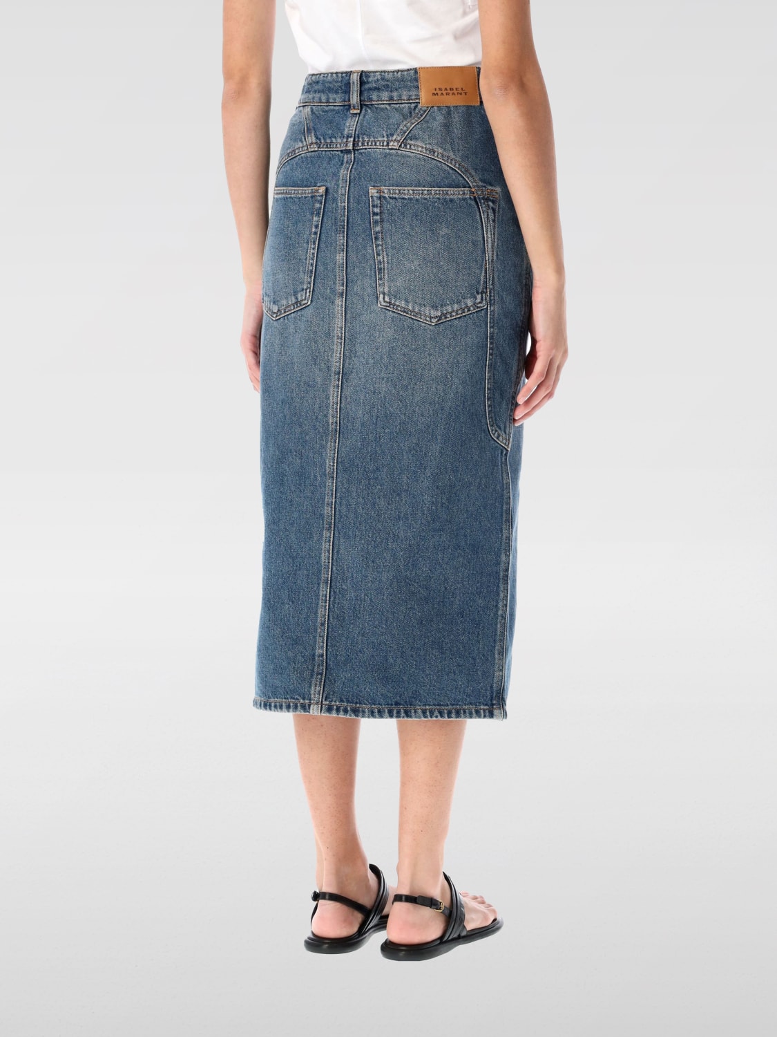 ISABEL MARANT GONNA: Gonna midi Isabel Marant in denim , Blue - Img 2