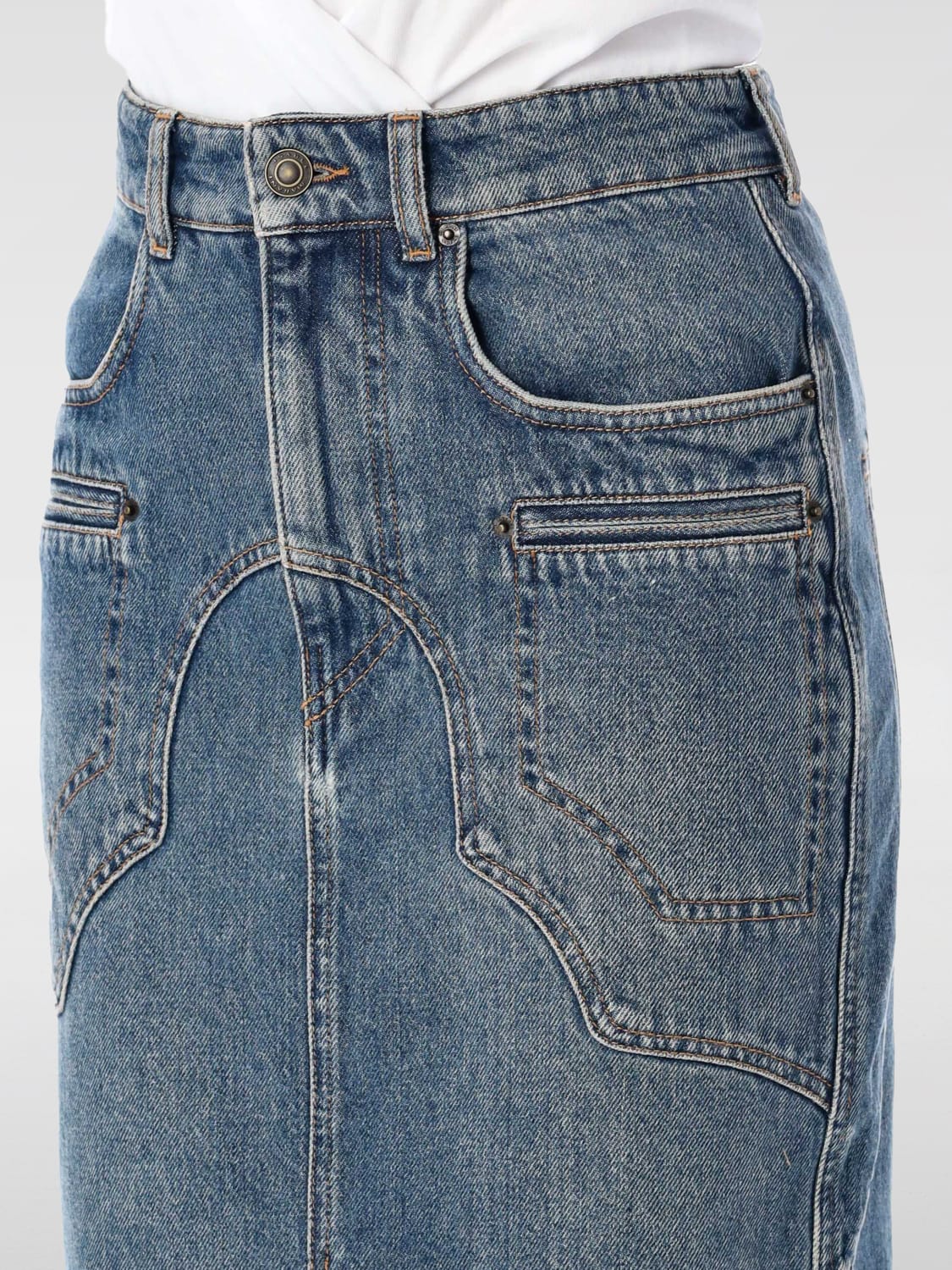ISABEL MARANT GONNA: Gonna midi Isabel Marant in denim , Blue - Img 3