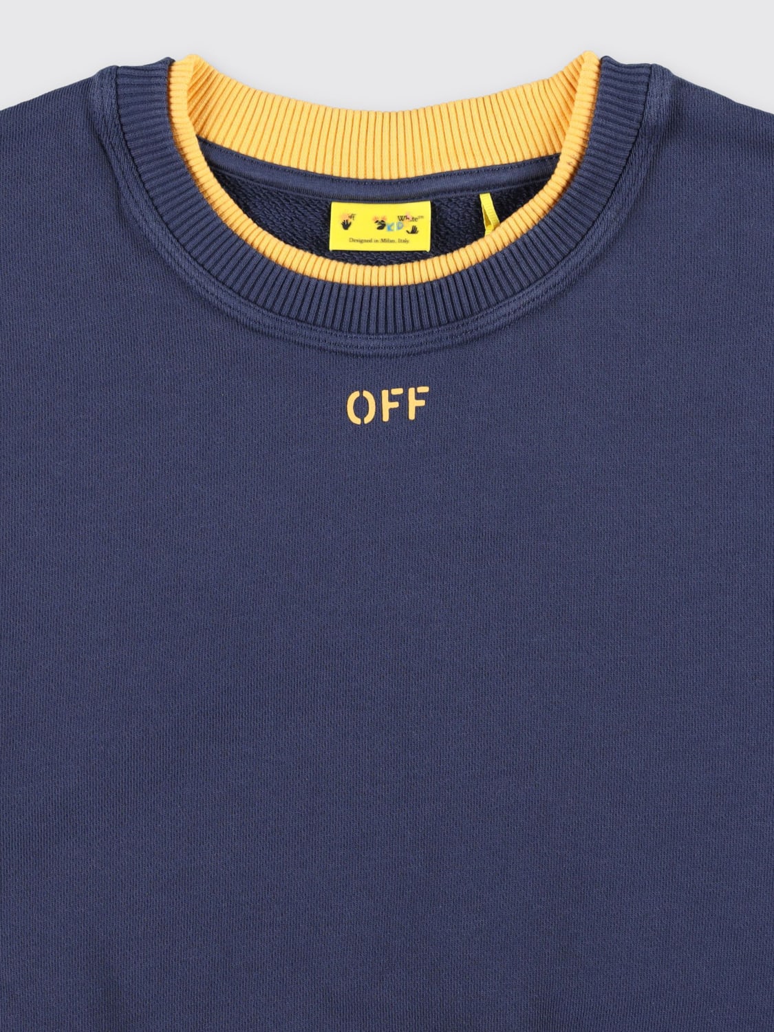 OFF-WHITE KIDS MAGLIA: Maglia a girocollo con mini logo Off-white Kids, Blue - Img 3