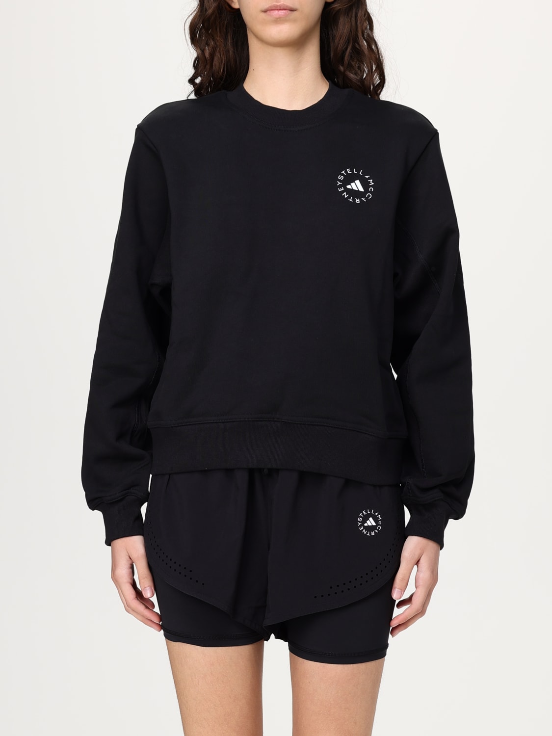 ADIDAS BY STELLA MCCARTNEY FELPA: Felpa a girocollo con logo Adidas by Stella McCartney, Nero - Img 1
