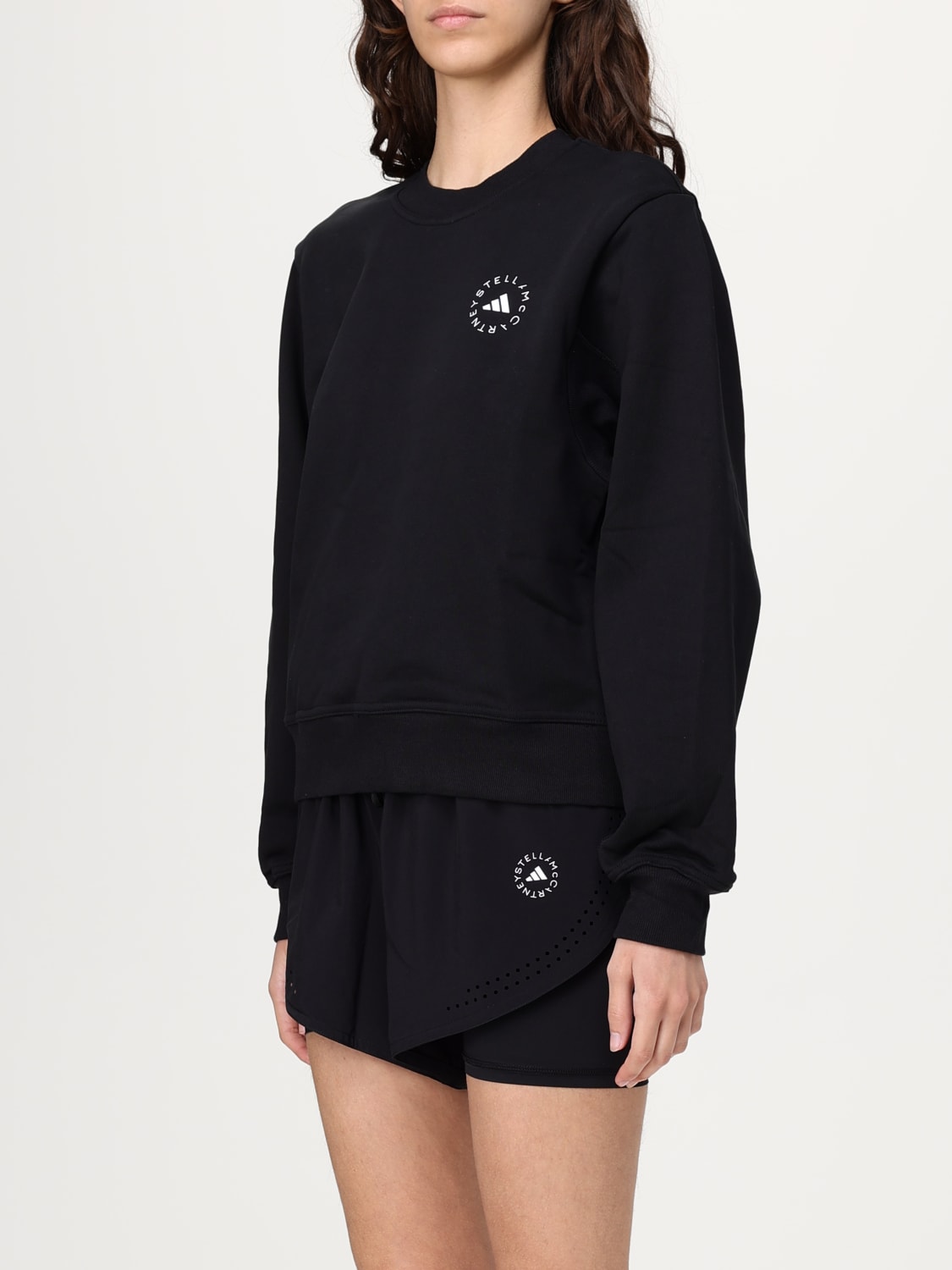 ADIDAS BY STELLA MCCARTNEY FELPA: Felpa a girocollo con logo Adidas by Stella McCartney, Nero - Img 4