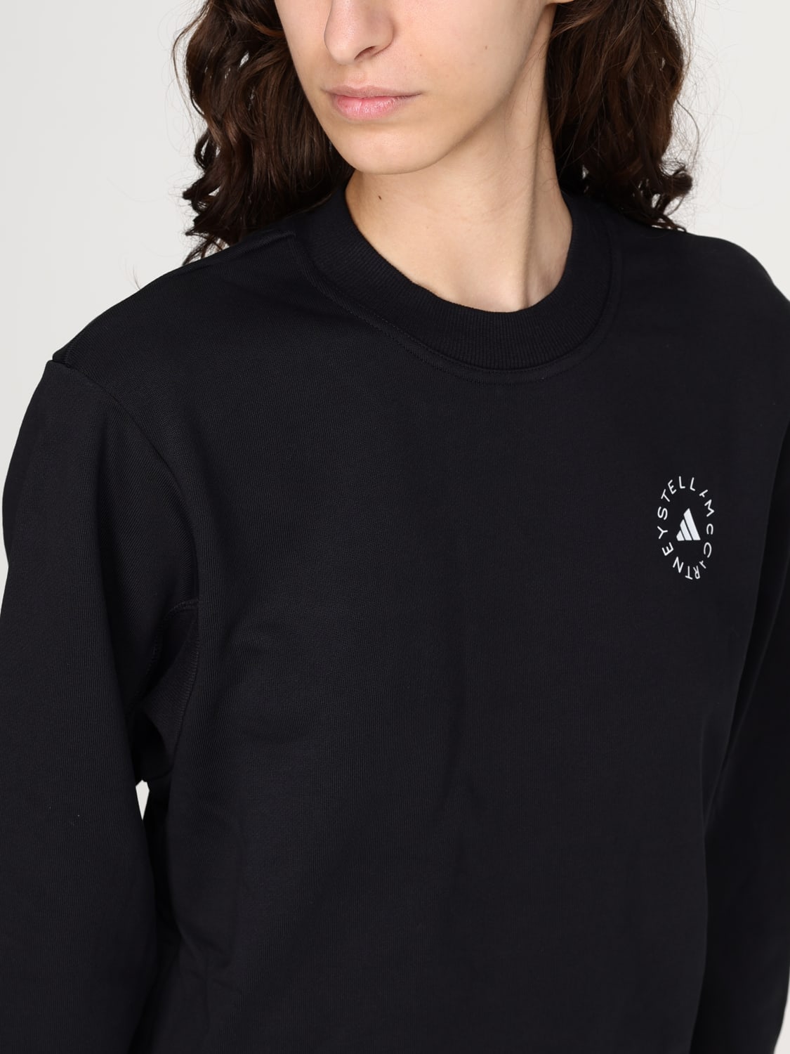 ADIDAS BY STELLA MCCARTNEY FELPA: Felpa a girocollo con logo Adidas by Stella McCartney, Nero - Img 5