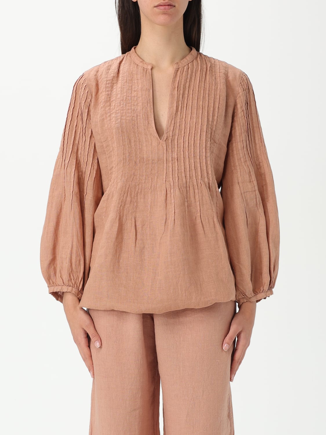 120% LINO TOP: Top damen 120% Lino, Pink - Img 1