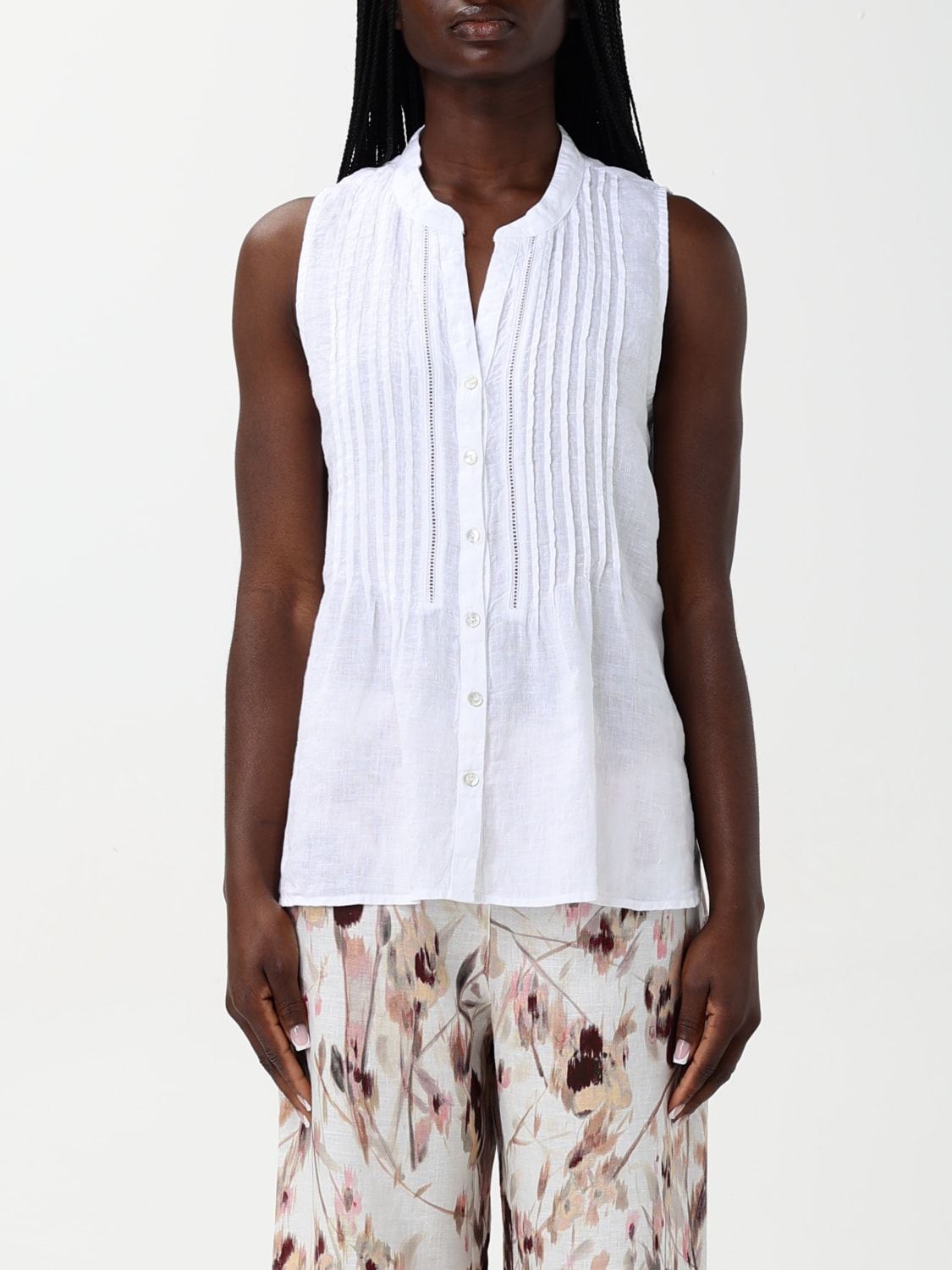 120% LINO HEMDBLUSE: Hemdbluse damen 120% Lino, Weiß - Img 1