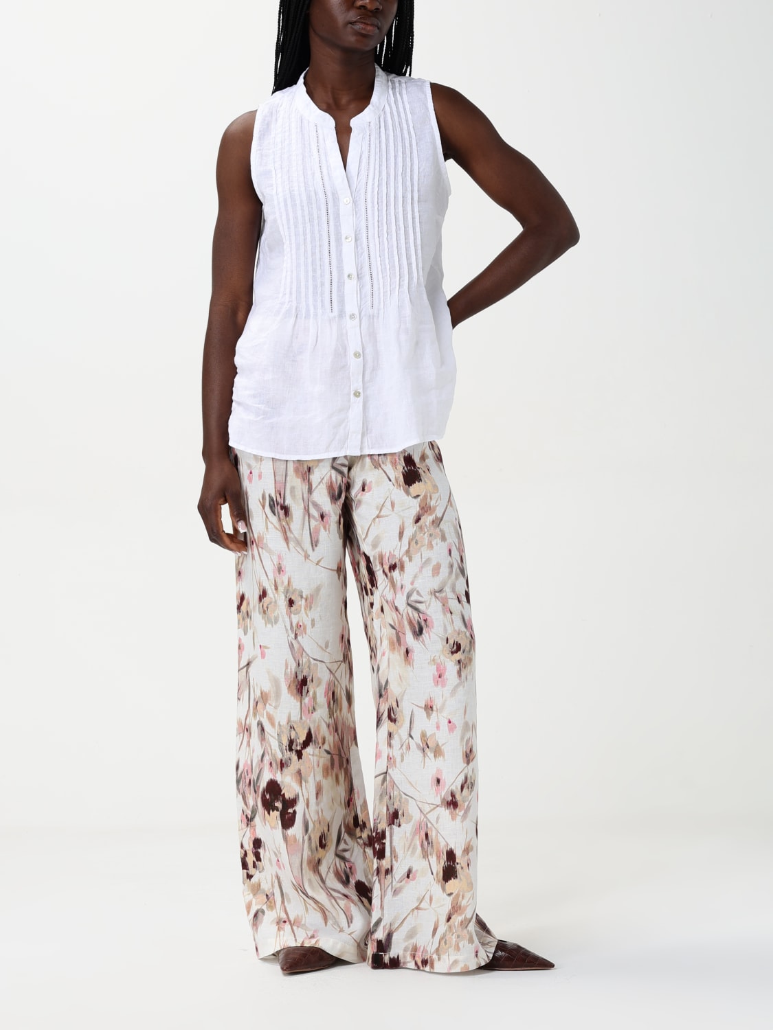 120% LINO HEMDBLUSE: Hemdbluse damen 120% Lino, Weiß - Img 2