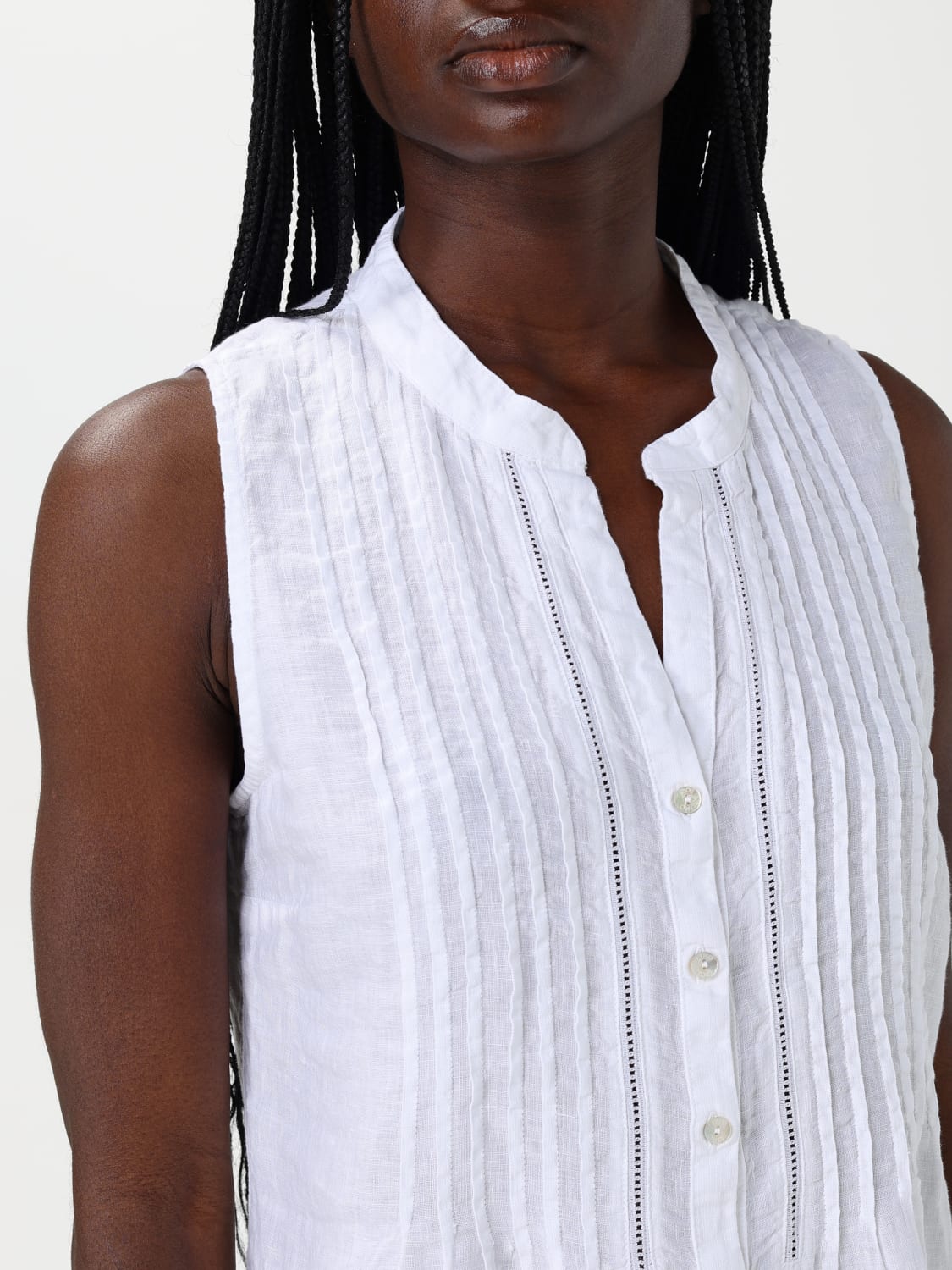 120% LINO HEMDBLUSE: Hemdbluse damen 120% Lino, Weiß - Img 4