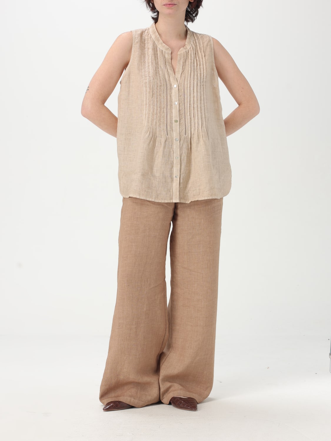 120% LINO: Shirt woman - Beige | 120% Lino shirt 120% LINO: Shirt woman - Beige | 120% Lino shirt