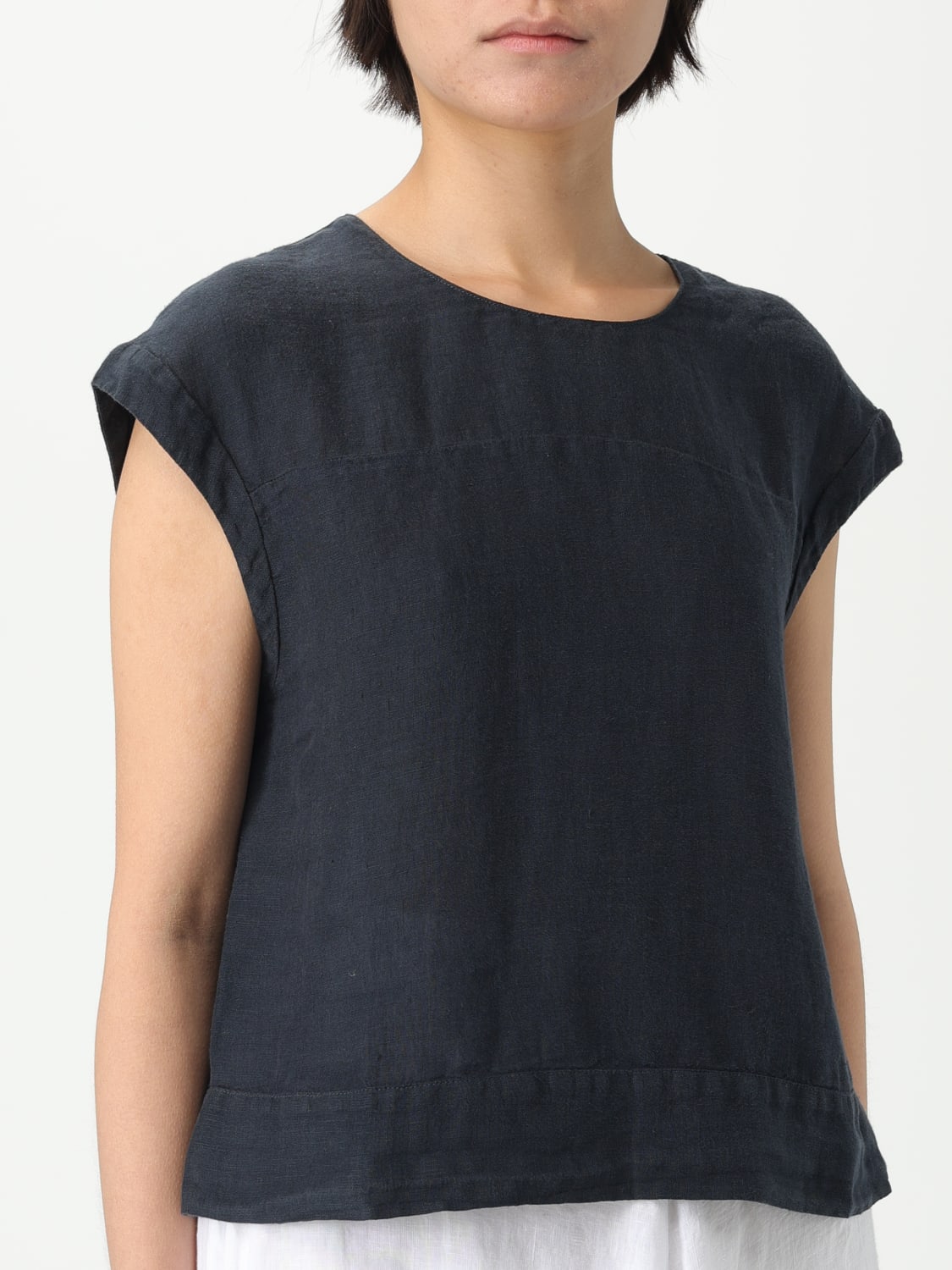 120% LINO TOP: Hemdbluse damen 120% Lino, Blau - Img 3