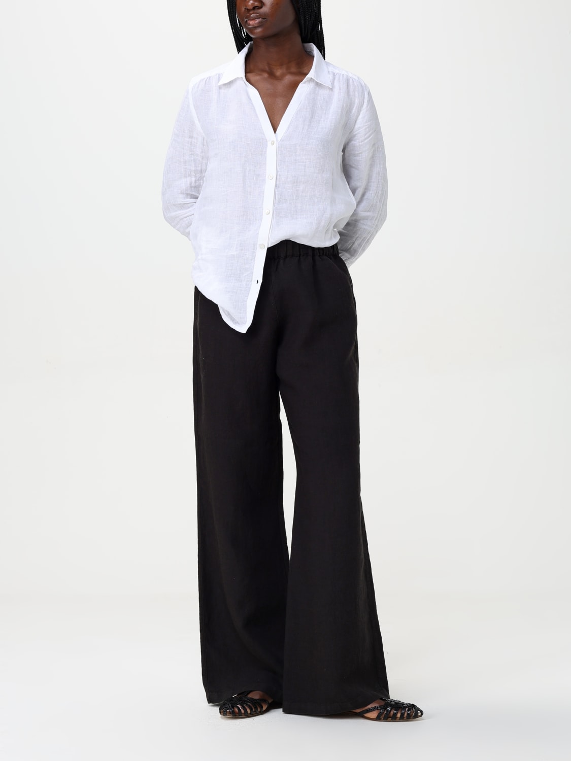 パンツ 120% LINO Woman Pants Black 32ALIW2297000F75332ALIW 000065 120% LINO: Pants woman - Black | 120% Lino pants