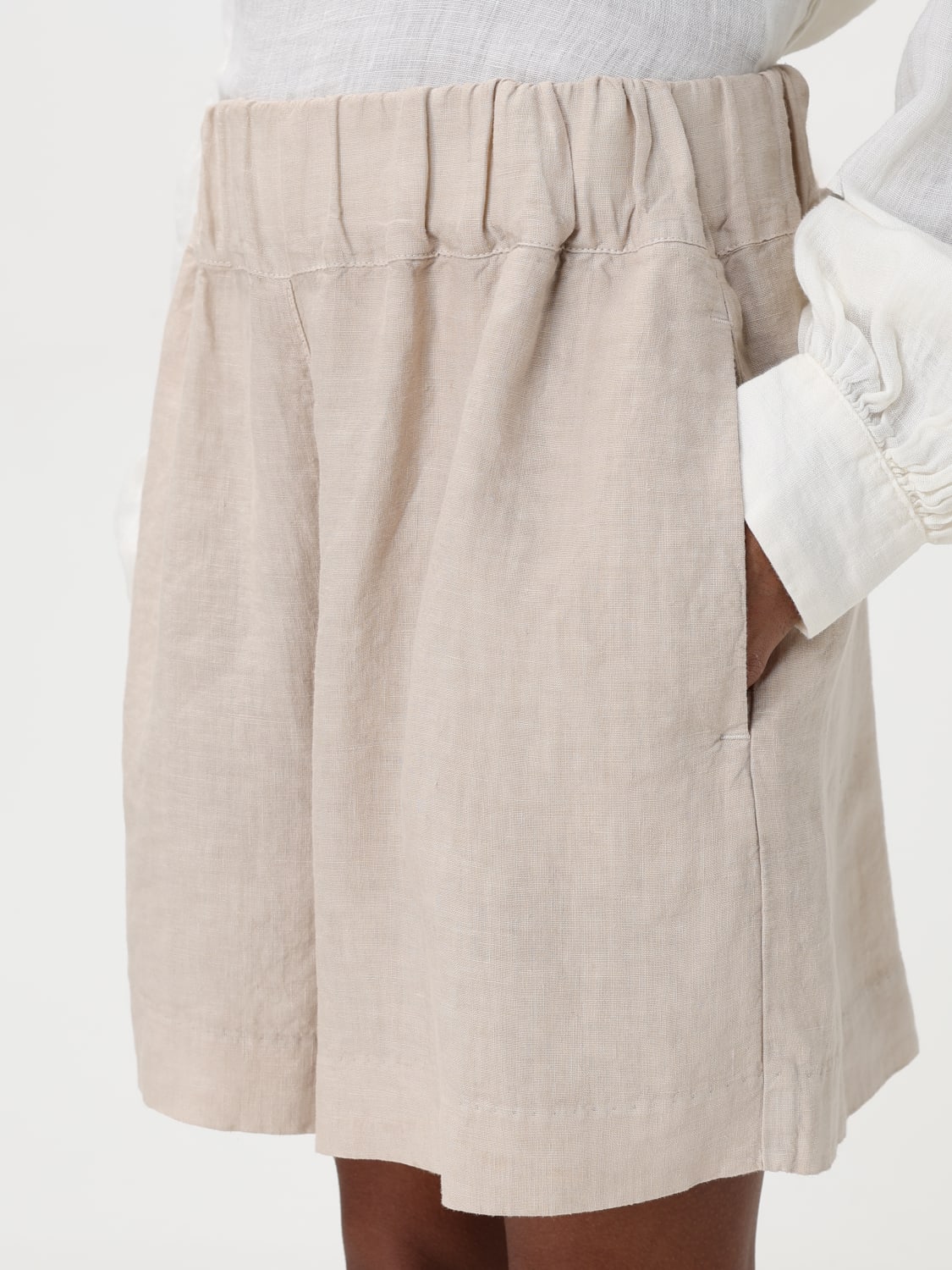 ショートパンツ 120% LINO Woman Short White 32ALIW29BR000F753000ALIW 000050 Linen High-Waisted Shorts – 120percento Lino USA