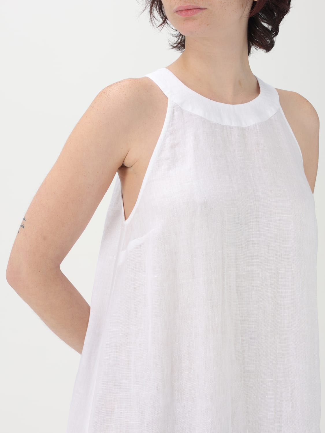 ワンピース 120% LINO Woman Dress White 32ALIW40FV000011532ALIW 000050 120% LINO: Dress woman - White | 120% Lino dress