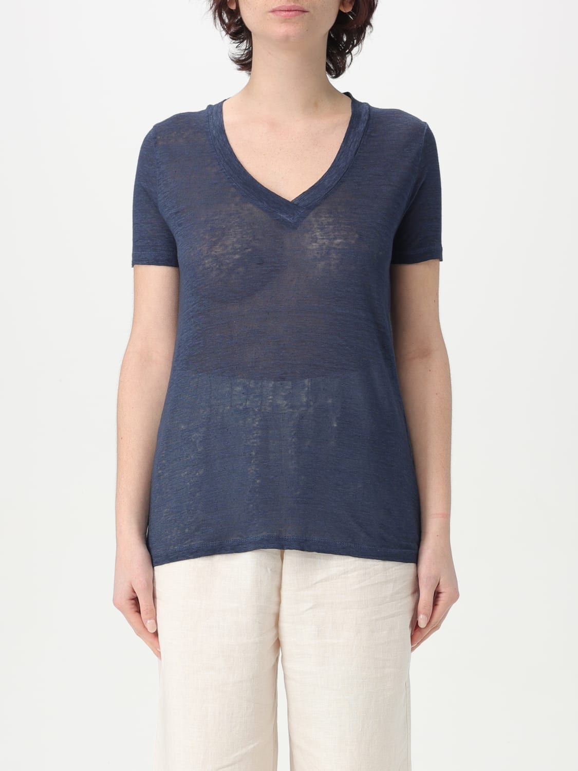 120% LINO T-SHIRT: T-shirt femme 120% Lino, Bleu Marine - Img 1