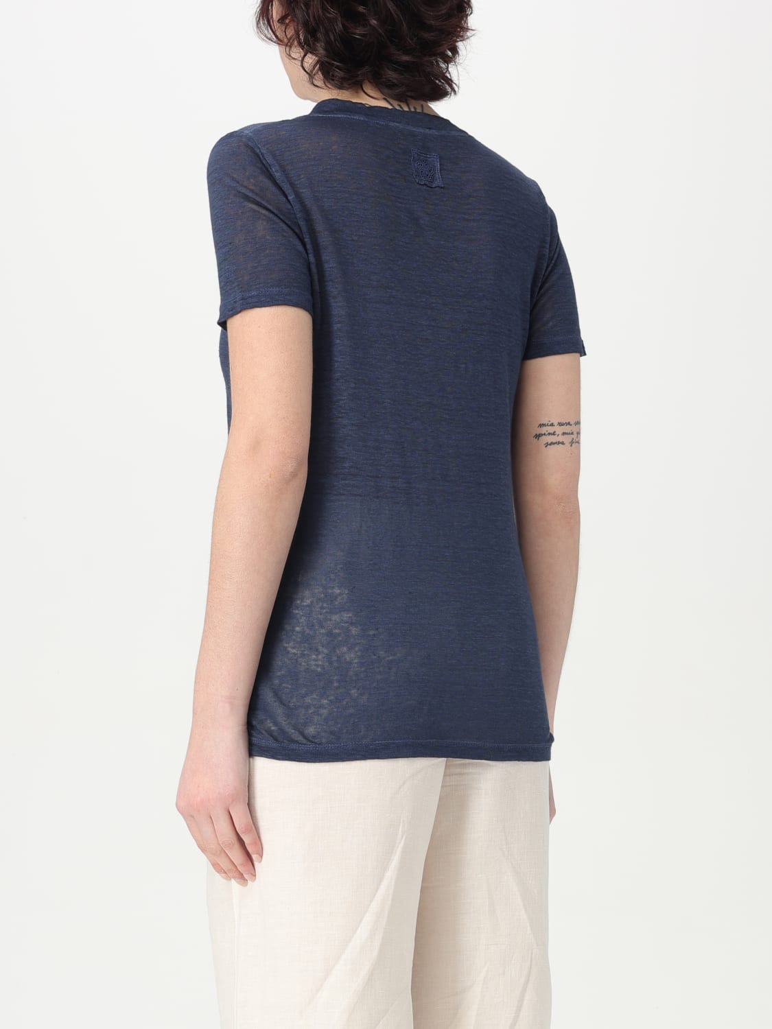 Tシャツ・カットソー 120% LINO Woman T-Shirt Navy 32ALIW7665000B56832ALIW S0025F 120% LINO: T-shirt woman - Navy | 120% Lino t-shirt