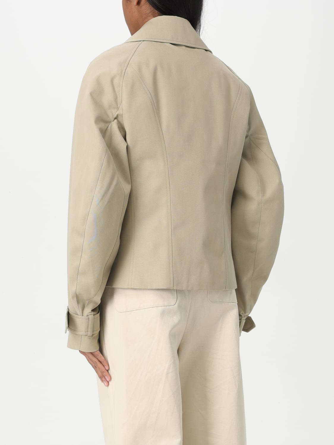 BURBERRY: double-breasted cotton trench coat - Beige
