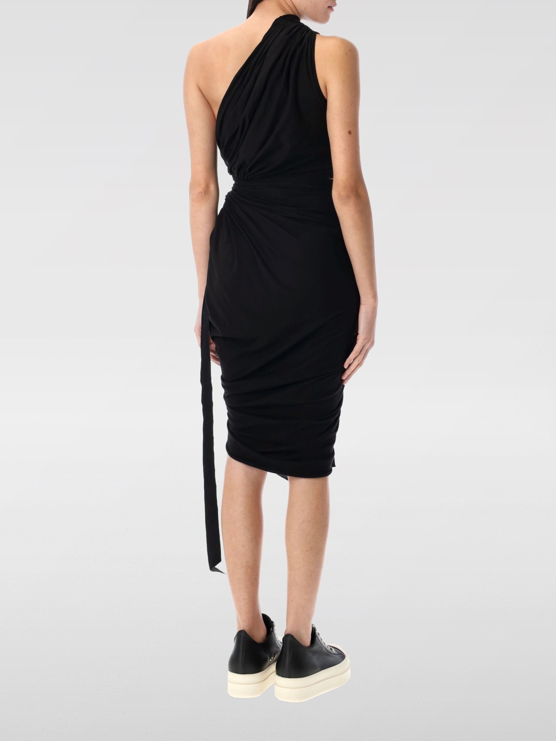 RICK OWENS DRKSHDW ABITO: Abito asimmetrico Rick Owens Drkshdw in cotone , Nero - Img 2