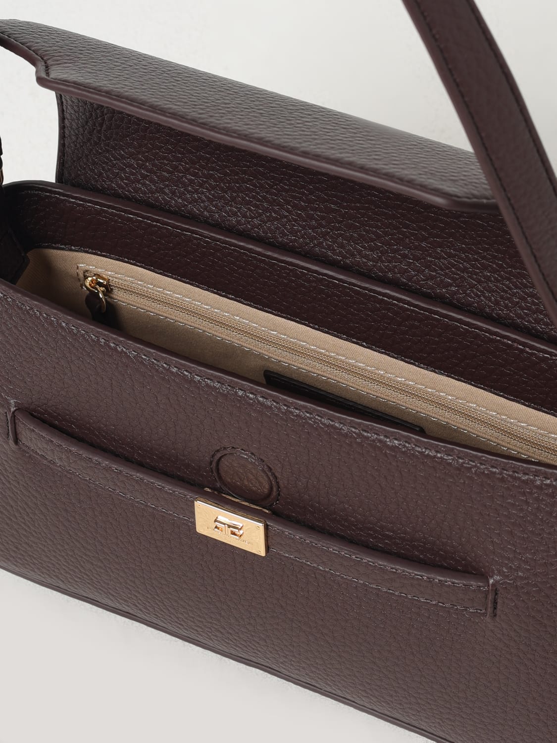 ELISABETTA FRANCHI BORSA A SPALLA: Borsa Elisabetta Franchi in pelle sintetica a grana , Marrone - Img 3