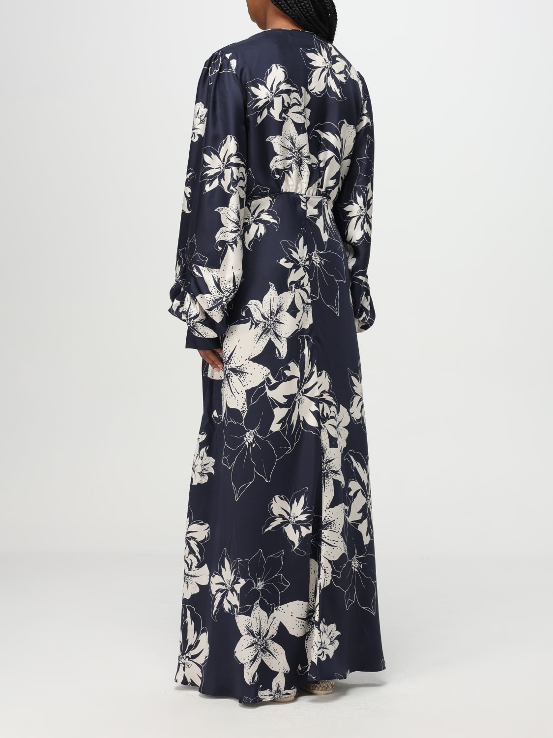 RAQUEL DINIZ ABITO: Abito Raquel Diniz in seta con stampa floreale , Blue - Img 2