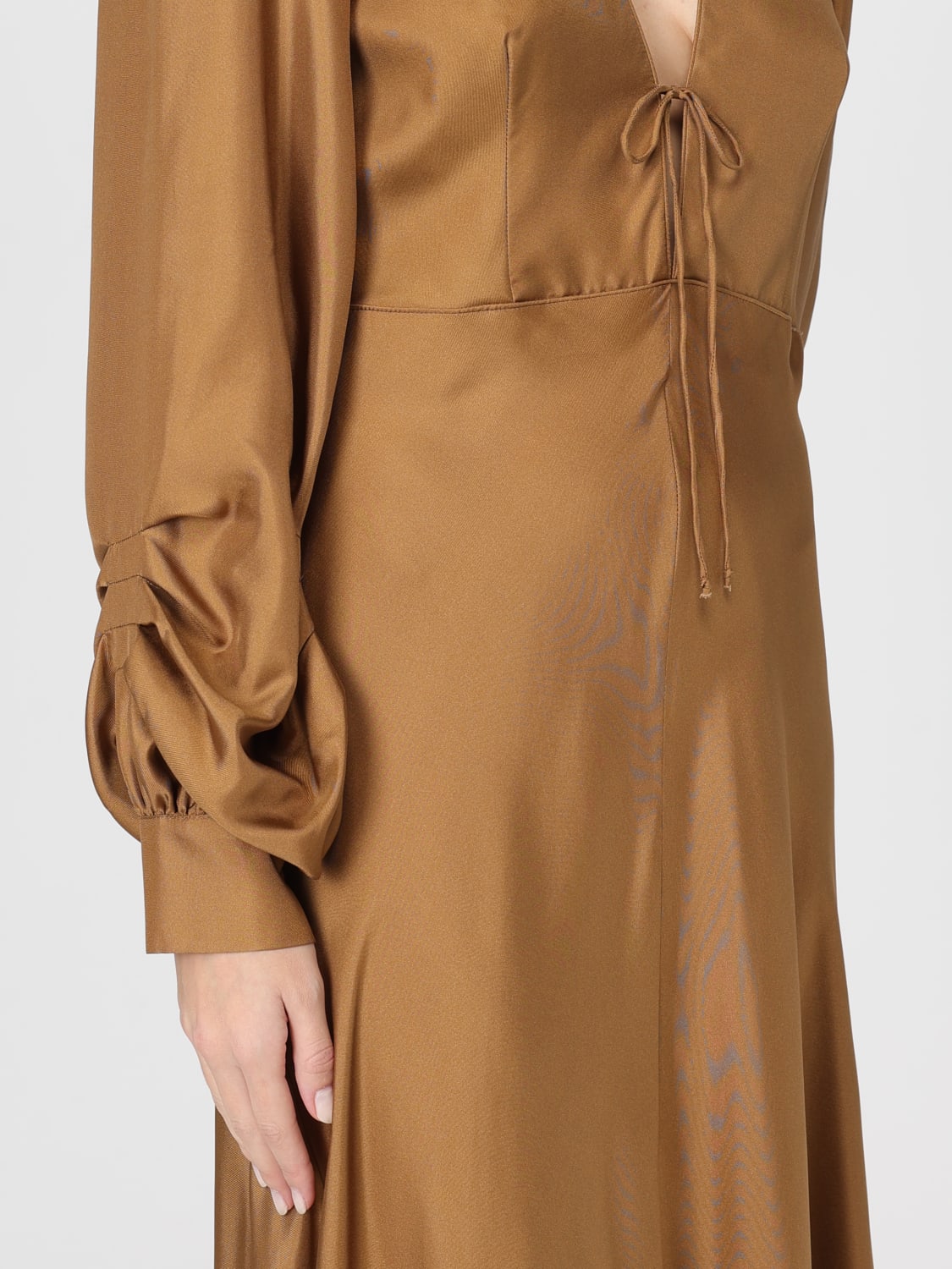 RAQUEL DINIZ ABITO: Abito Raquel Diniz in seta con stampa floreale , Marrone - Img 3