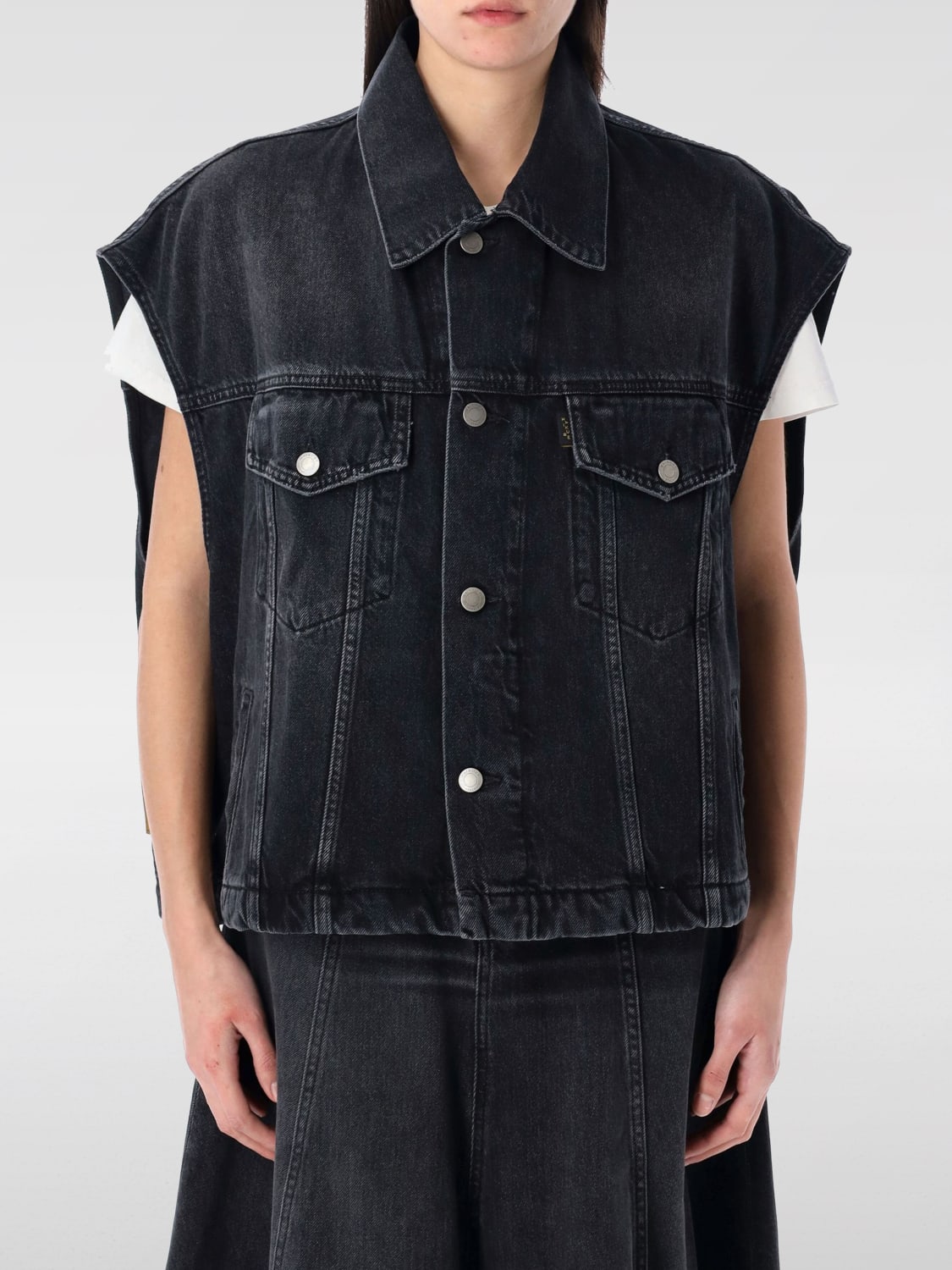 HAIKURE JACKET: Haikure women's denim vest, Black - Img 1
