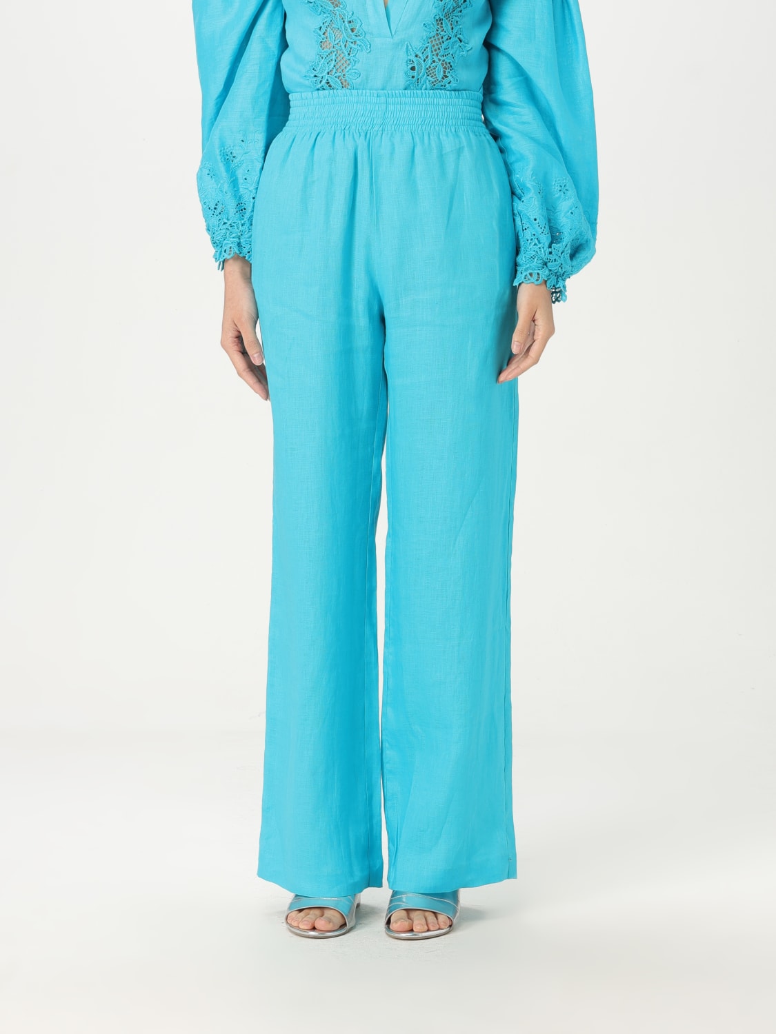 ERMANNO SCERVINO PANTALONE: Pantalone Ermanno Scervino in lino , Turchese - Img 1