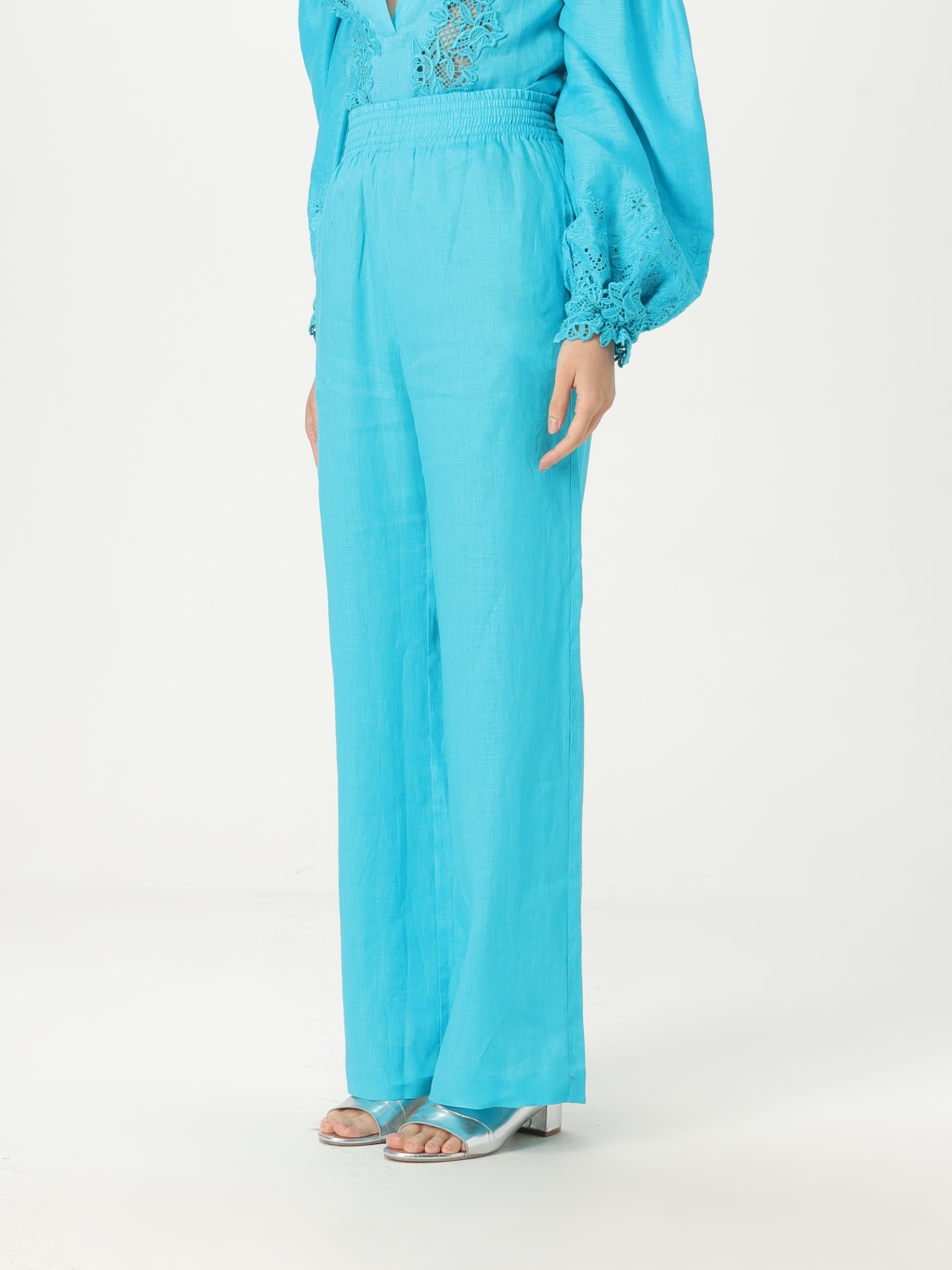 ERMANNO SCERVINO PANTALONE: Pantalone Ermanno Scervino in lino , Turchese - Img 4
