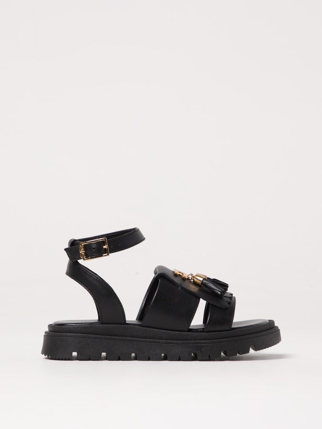 ELISABETTA FRANCHI LA MIA BAMBINA SCARPE: Sandalo Elisabetta Franchi La Mia Bambina in pelle con nappe , Nero - Img 1