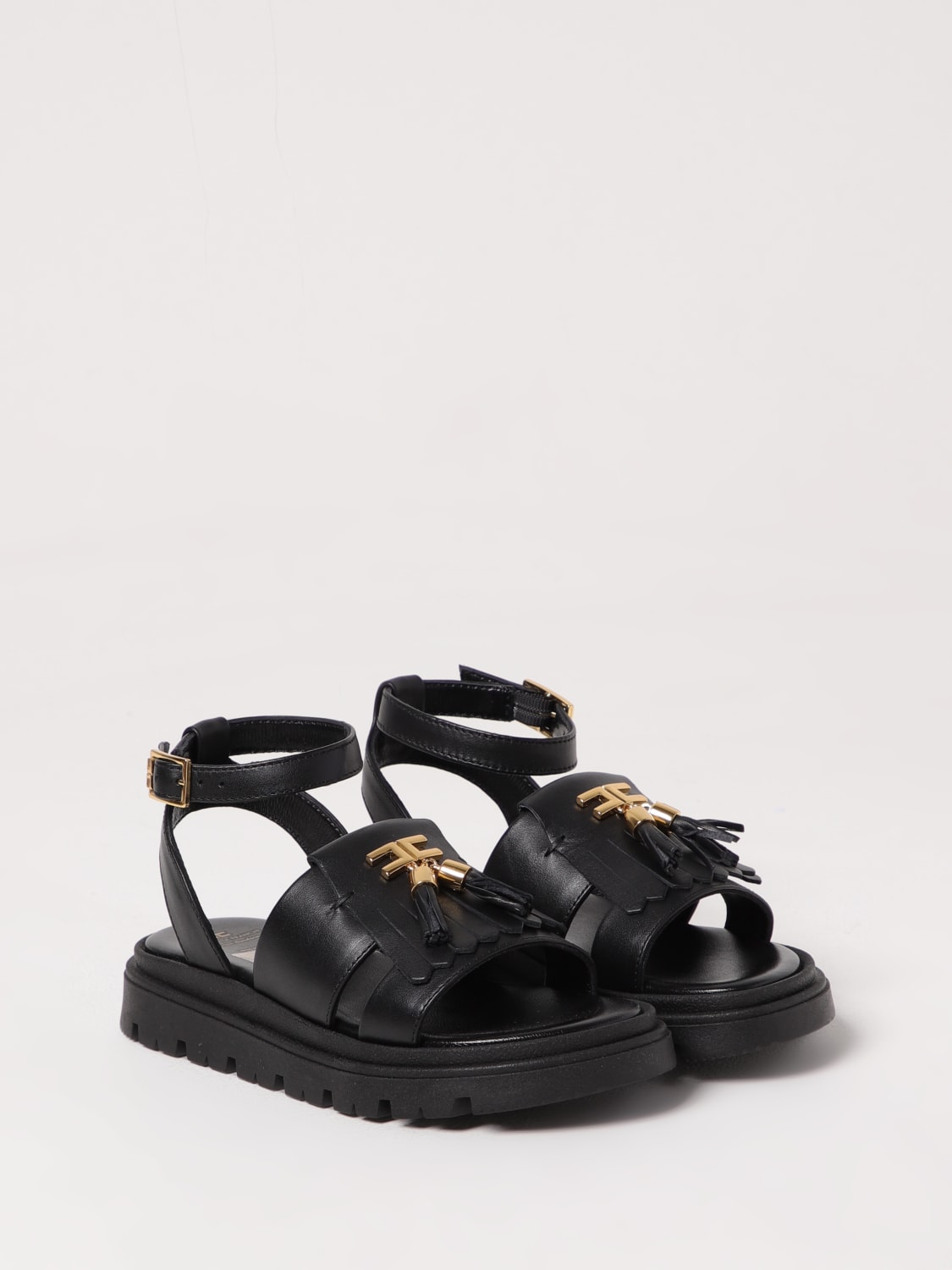 ELISABETTA FRANCHI LA MIA BAMBINA SCARPE: Sandalo Elisabetta Franchi La Mia Bambina in pelle con nappe , Nero - Img 2