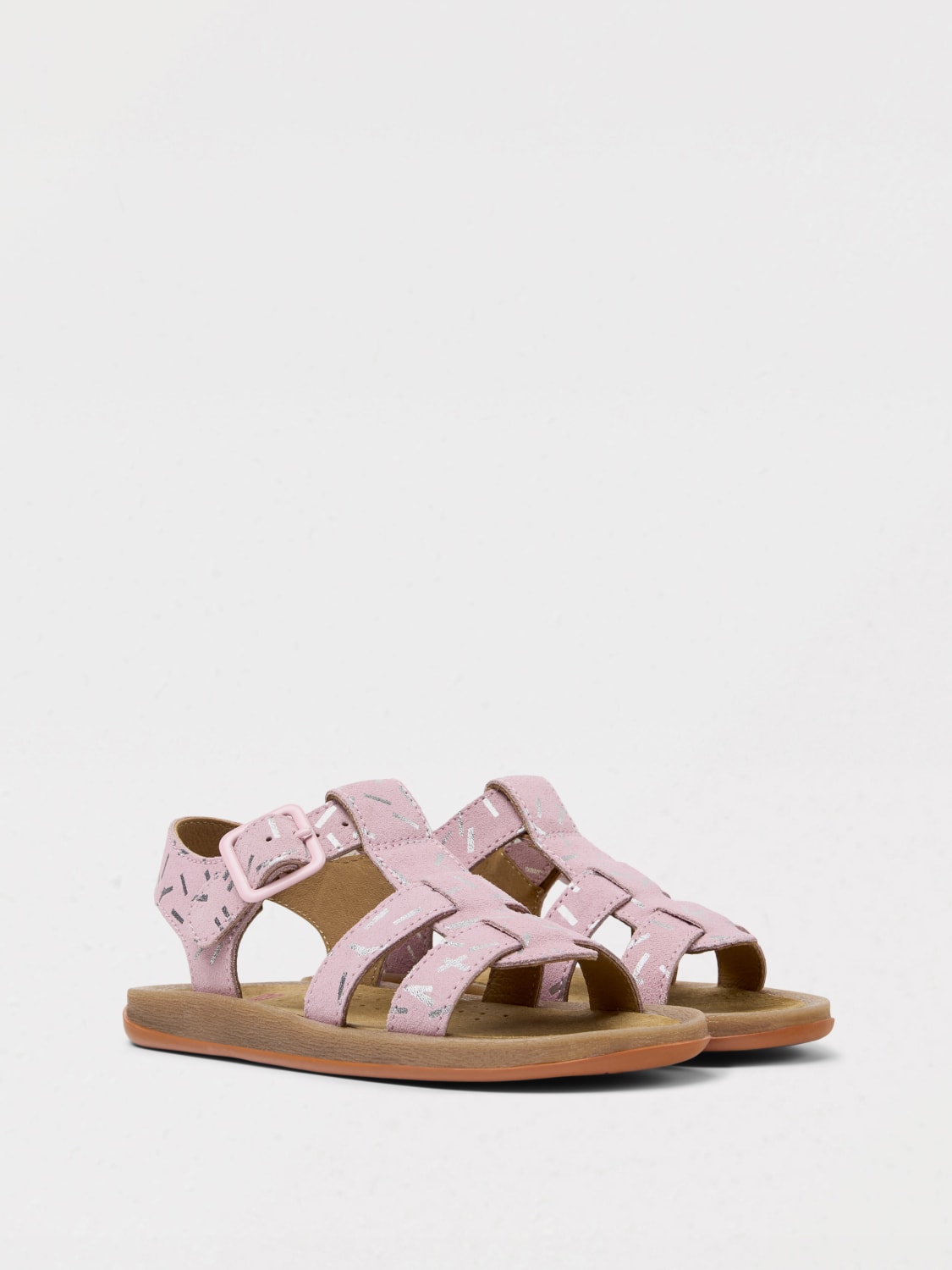 CAMPER SCARPE: Sandalo Bicho Camper in camoscio con stampa grafica , Rosa - Img 2