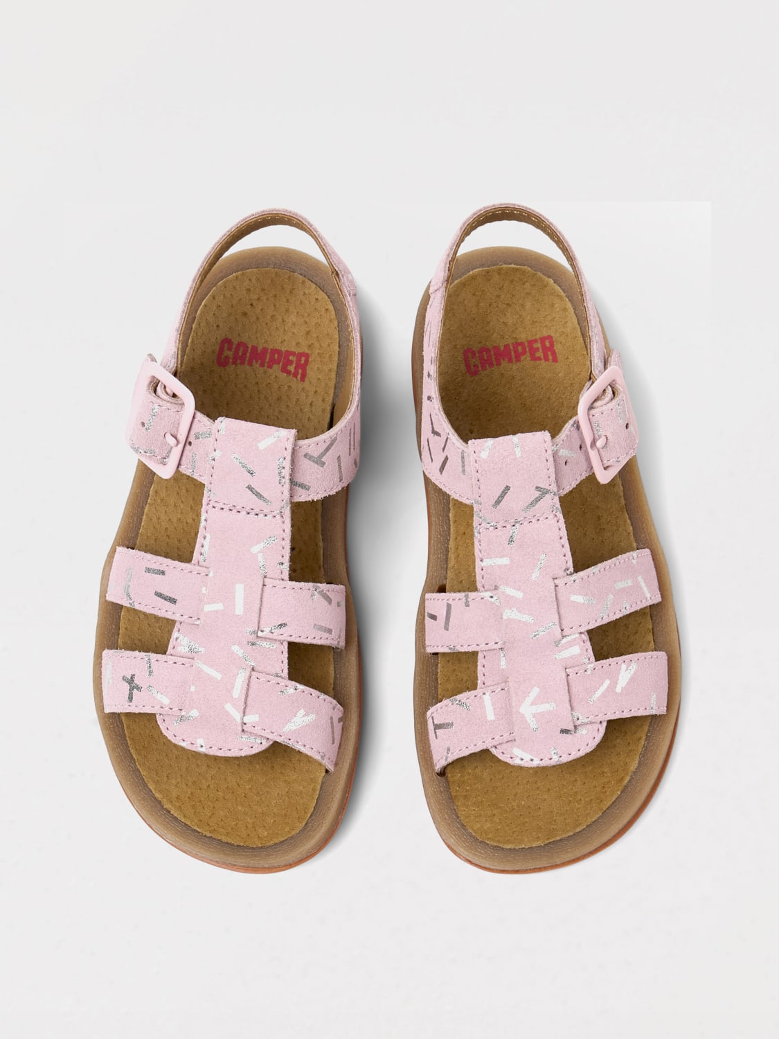 CAMPER SCARPE: Sandalo Bicho Camper in camoscio con stampa grafica , Rosa - Img 4