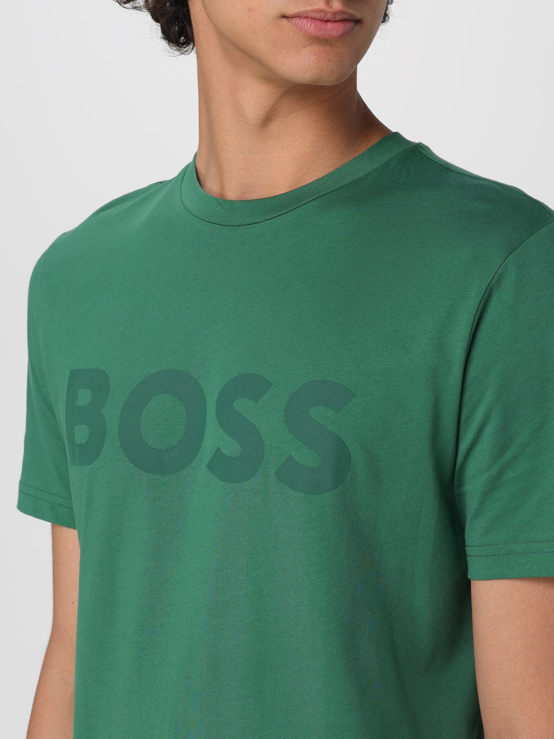 BOSS T-SHIRT: T-shirt in cotone con logo Boss, Verde - Img 3