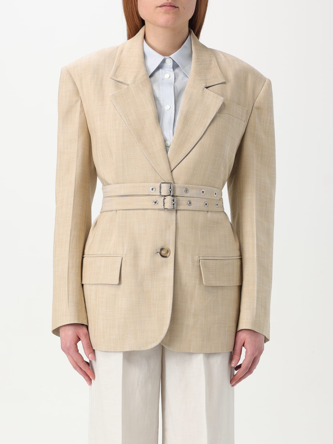 ジャケット PINKO Women Jackets 104887 A2EJD18 Beige PINKO mock-neck Jacket | Neutrals | FARFETCH