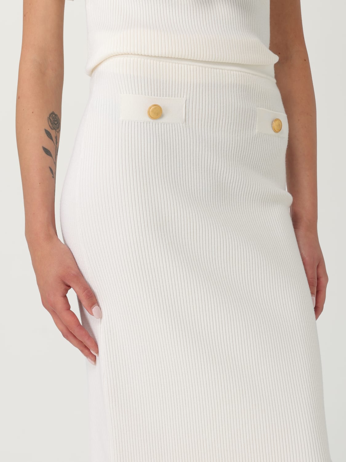 ALESSANDRA RICH GONNA: Gonna a tubino in lana e cashmere Alessandra Rich, Bianco - Img 5