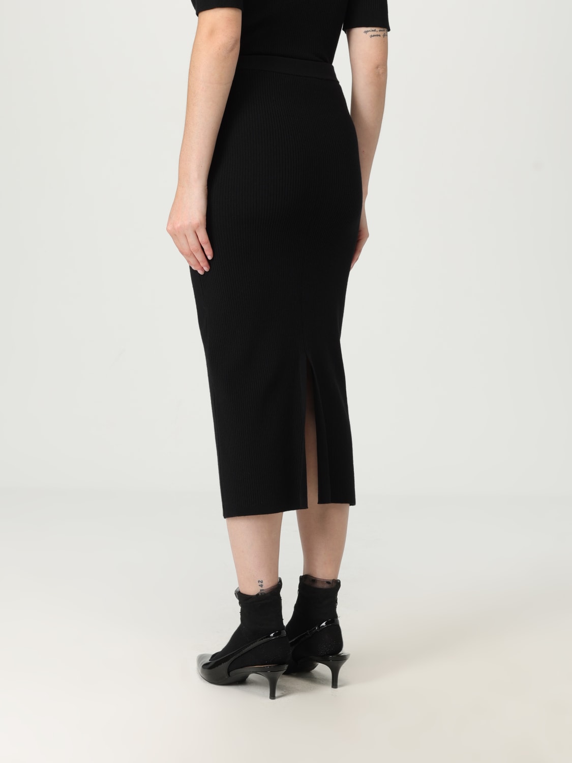 ALESSANDRA RICH GONNA: Gonna a tubino in lana e cashmere Alessandra Rich, Nero - Img 3