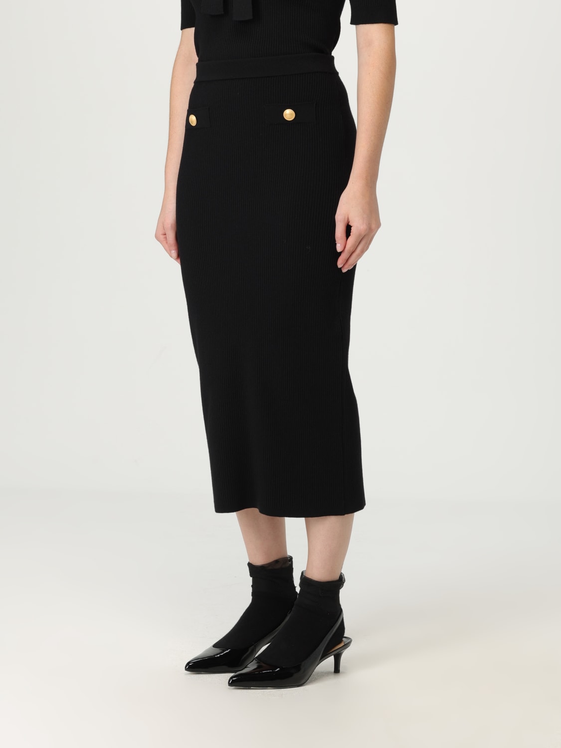 ALESSANDRA RICH GONNA: Gonna a tubino in lana e cashmere Alessandra Rich, Nero - Img 4