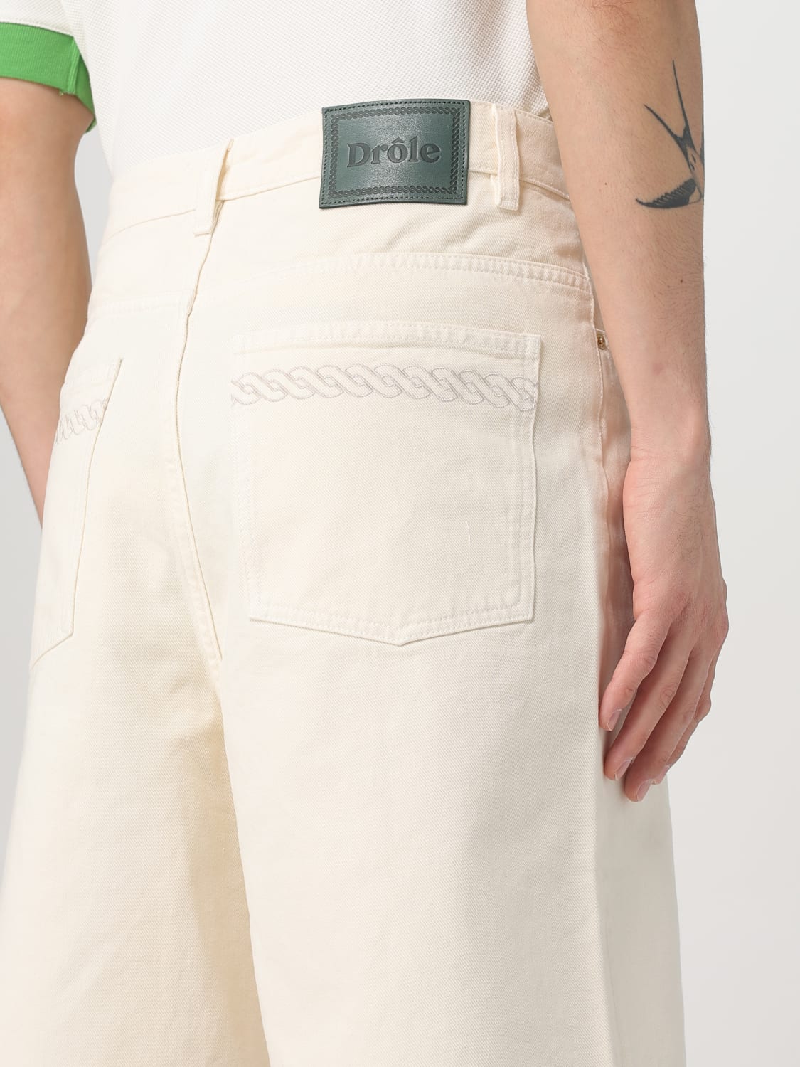 DRÔLE DE MONSIEUR PANTALONCINO: Pantaloncino Drôle De Monsieur in denim , Bianco - Img 3