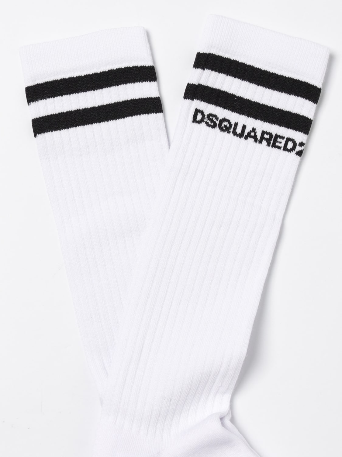 DSQUARED2 CALZE BEBÈ: Calze in cotone con logo Dsquared2, Bianco - Img 2