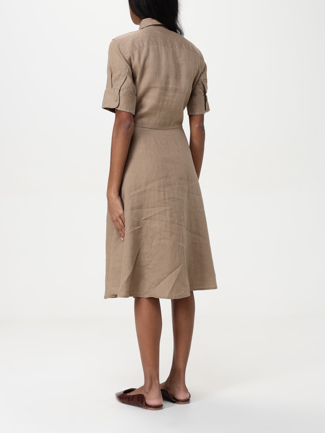 LAUREN RALPH LAUREN ABITO: Abito chemisier Lauren Ralph Lauren in lino , Marrone - Img 2