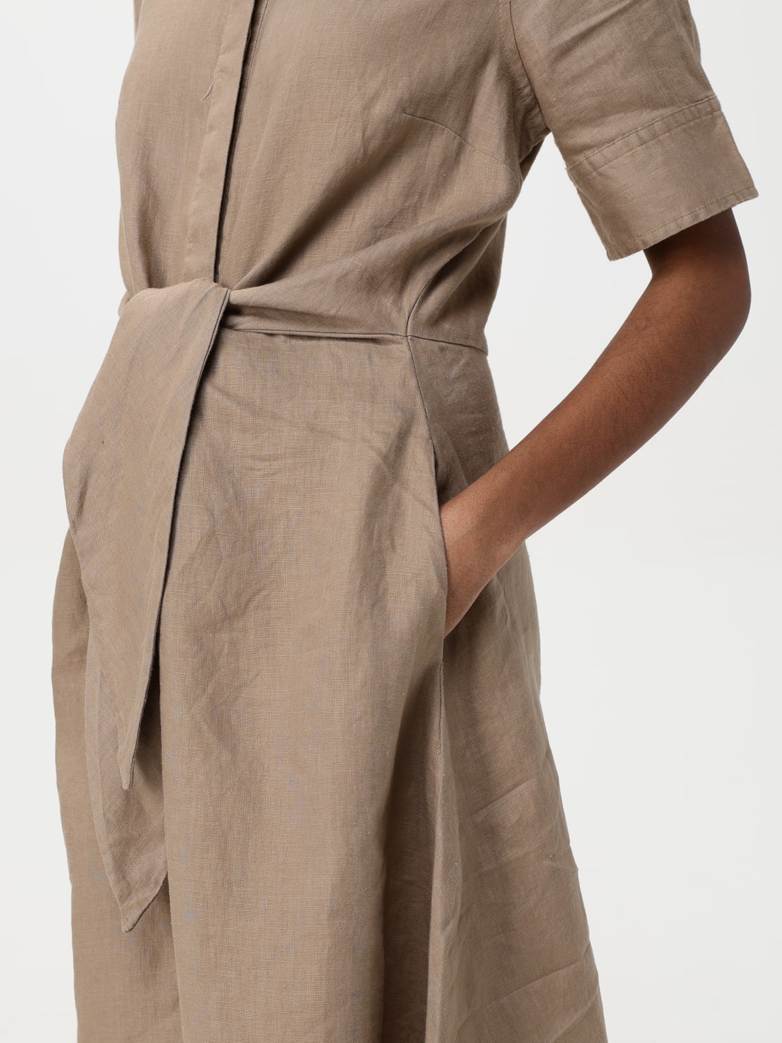 LAUREN RALPH LAUREN ABITO: Abito chemisier Lauren Ralph Lauren in lino , Marrone - Img 3