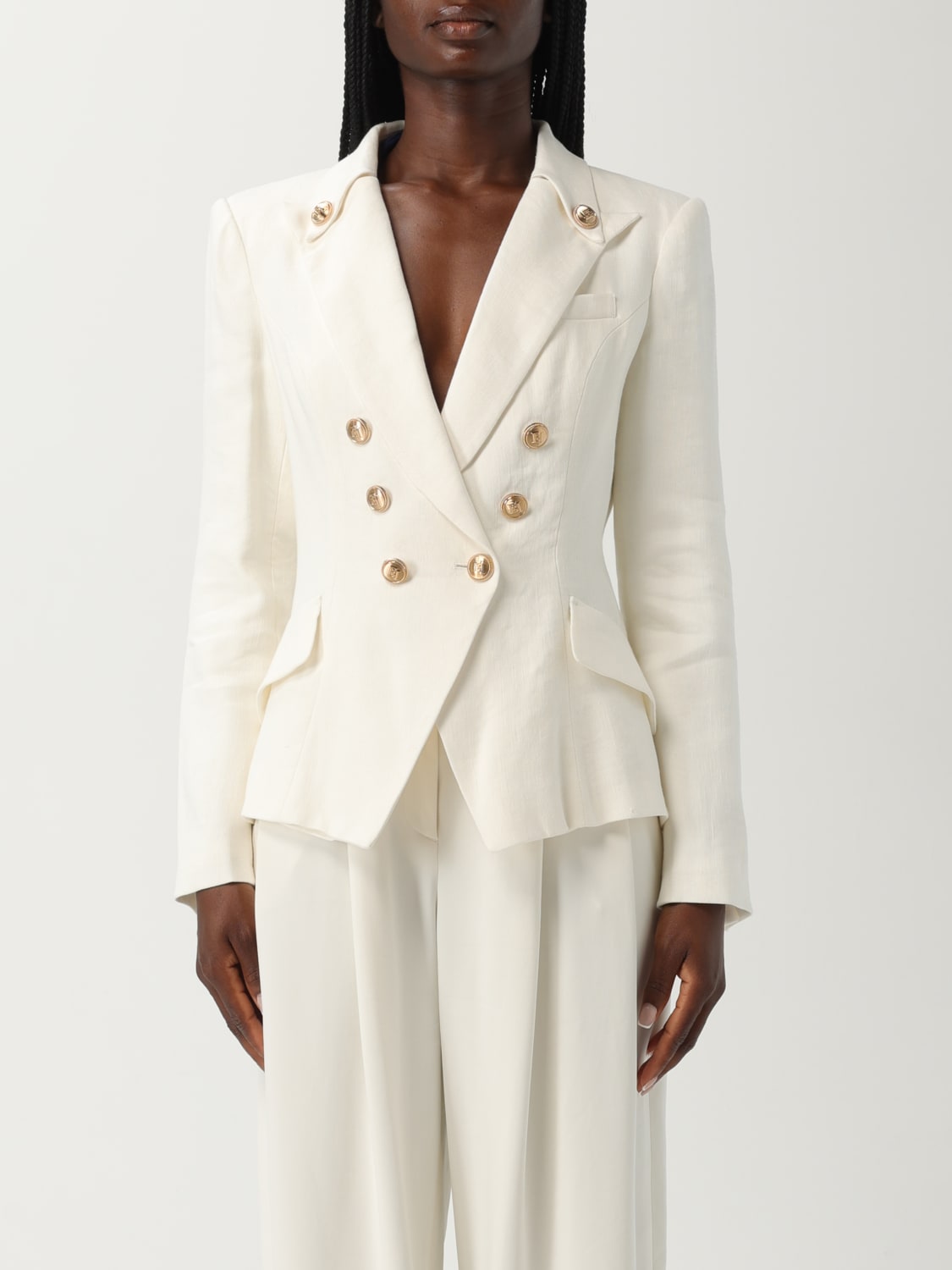 ELISABETTA FRANCHI JACKET: Blazer woman Elisabetta Franchi, Ivory - Img 1