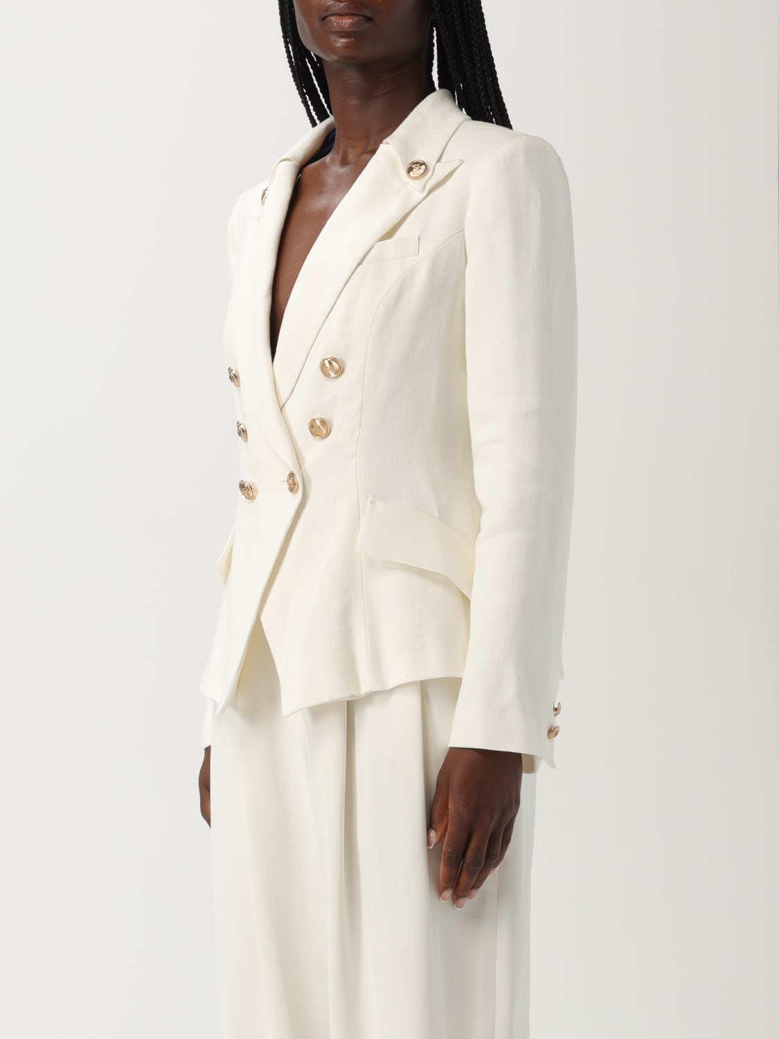 ELISABETTA FRANCHI JACKET: Blazer woman Elisabetta Franchi, Ivory - Img 3