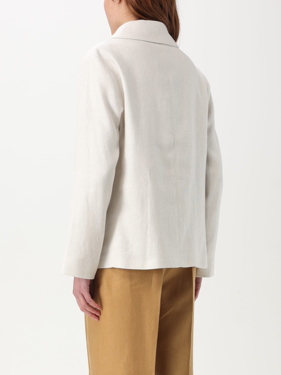 'S MAX MARA GIACCA: Caban 'S Max Mara in lino e cotone , Beige - Img 2