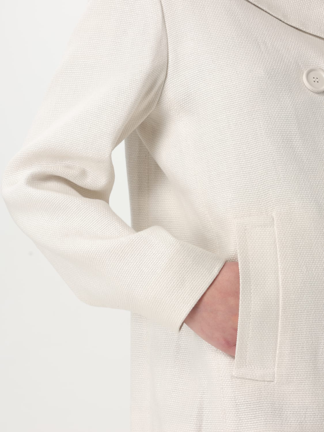 'S MAX MARA GIACCA: Caban 'S Max Mara in lino e cotone , Beige - Img 4