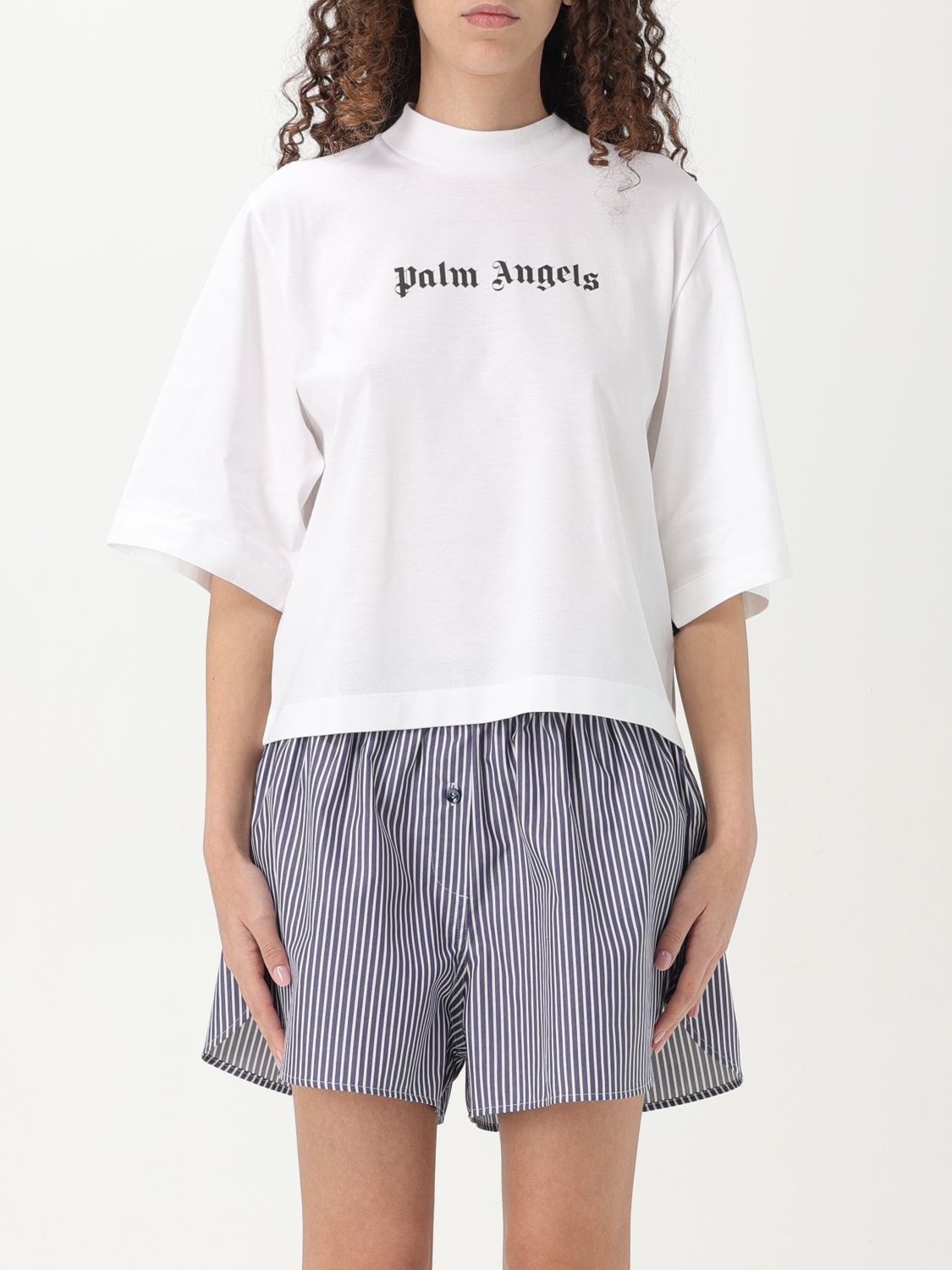 Tシャツ・カットソー PALM ANGELS Woman T-Shirt White PWAA020C99JER016 0110 PALM ANGELS: T-shirt woman - White | Palm Angels t-shirt