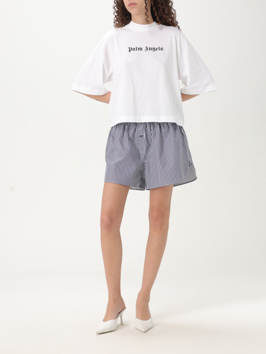 Tシャツ・カットソー PALM ANGELS Woman T-Shirt White PWAA020C99JER016 0110 PALM ANGELS: T-shirt woman - White | Palm Angels t-shirt