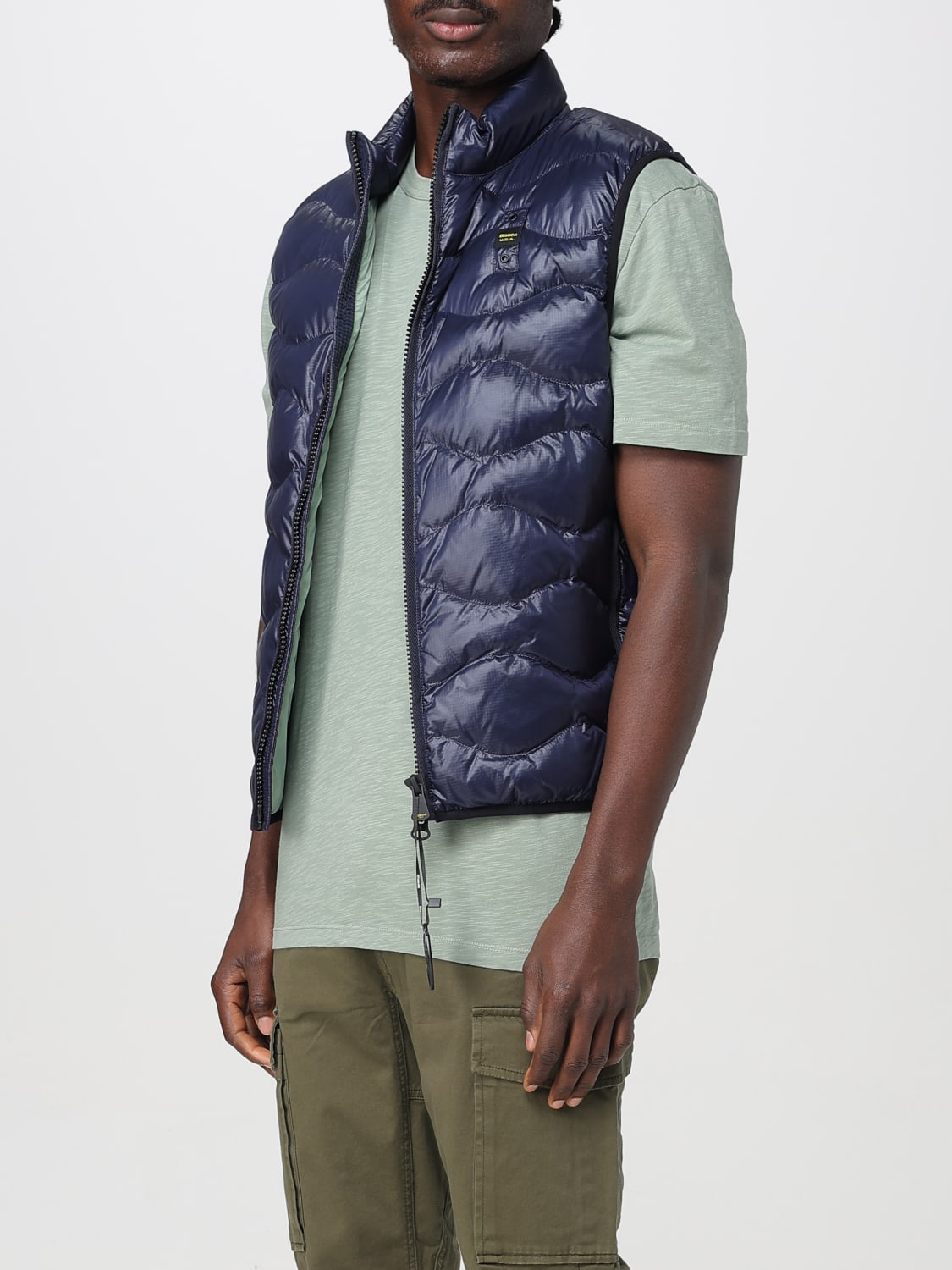 BLAUER SUIT VEST: Blauer padded quilted nylon vest, Blue - Img 3