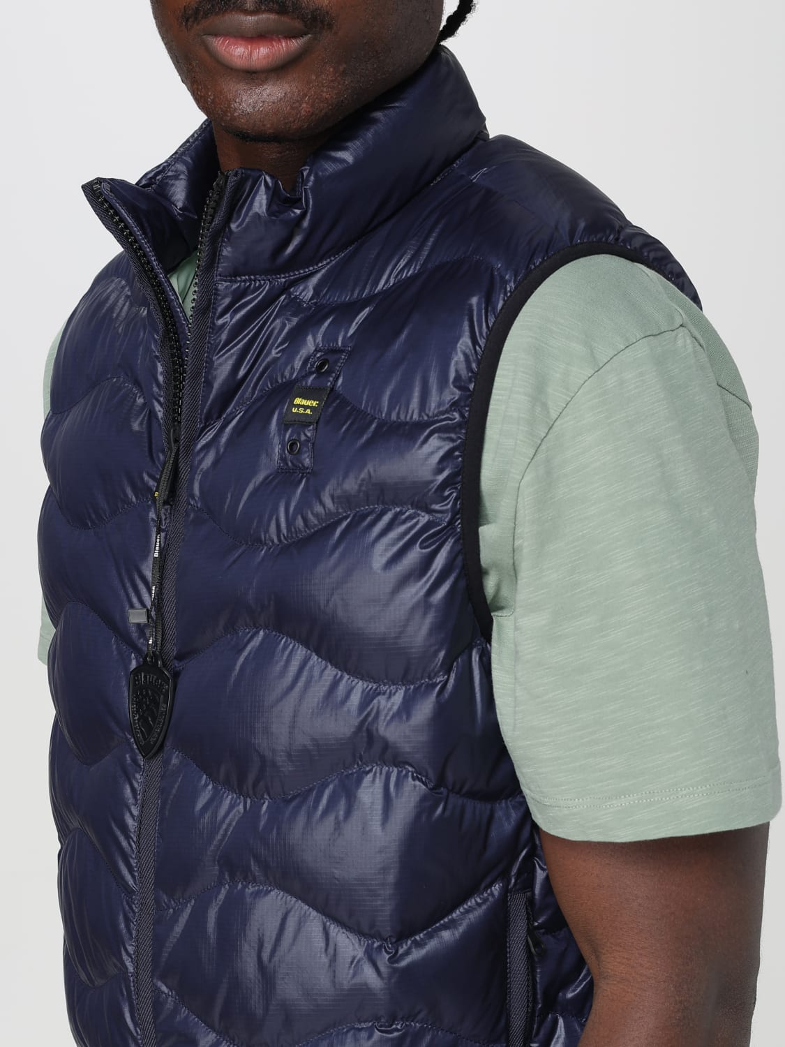 BLAUER SUIT VEST: Blauer padded quilted nylon vest, Blue - Img 4